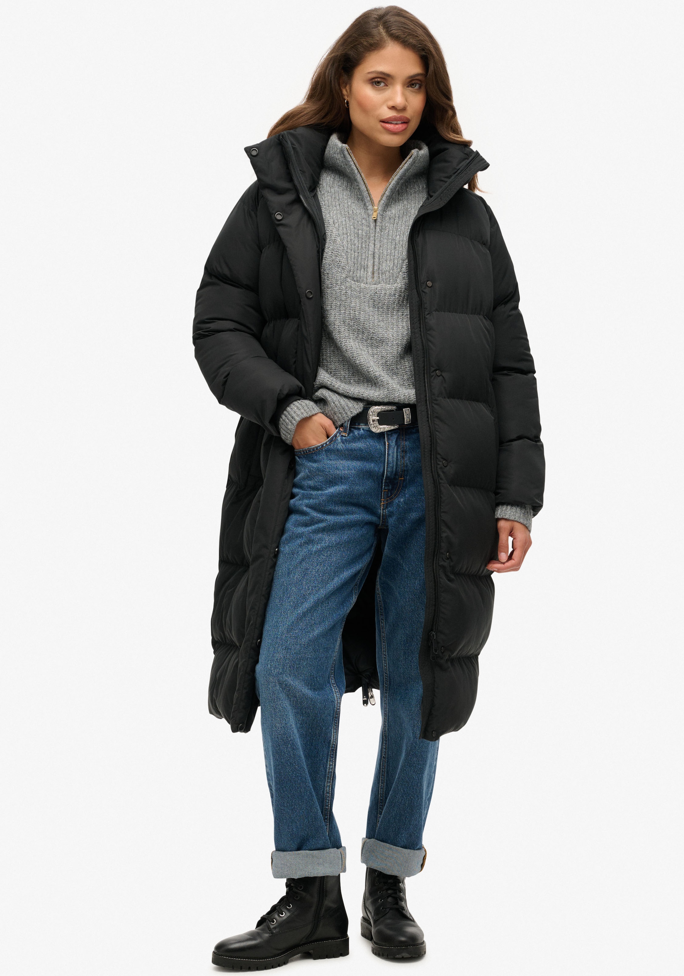 Superdry Steppjacke »Longline Hooded Puffer Jacket«