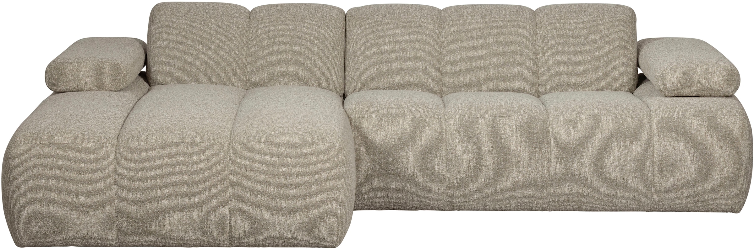 WOOOD Chaiselongue »Mojo Bouclé-Bezug mit verstellbarer Armlehne, H 74 x B 284 x T 160 cm« Tragkraft 360 kg, Maximale Verschleissfestigkeit, Pfleiglicht