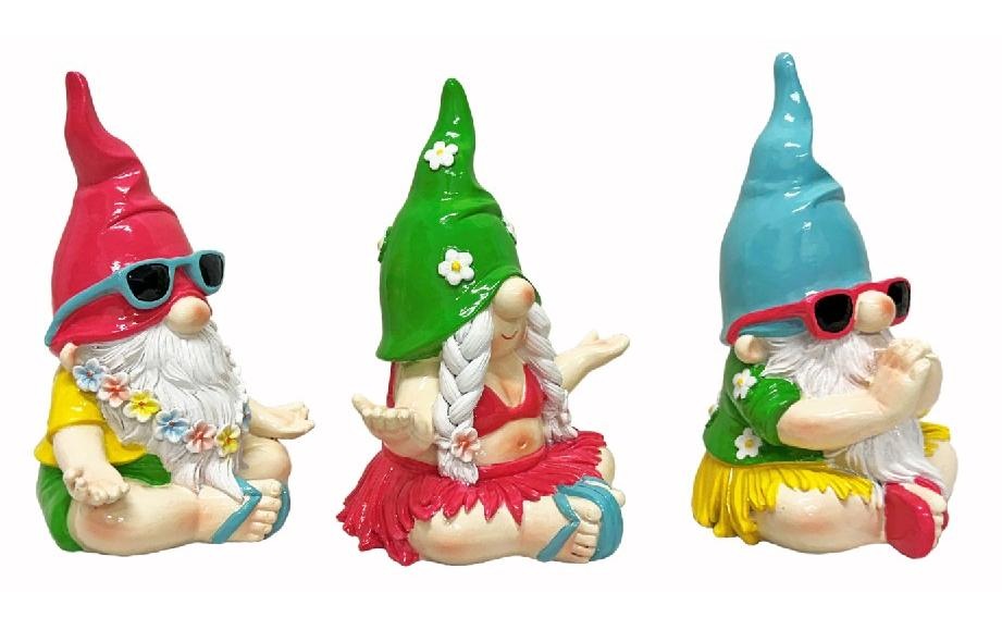 Gartenzwerg "Dameco sitzend in Yoga Pose 3-er Set, 12 x 14 x 17 cm"