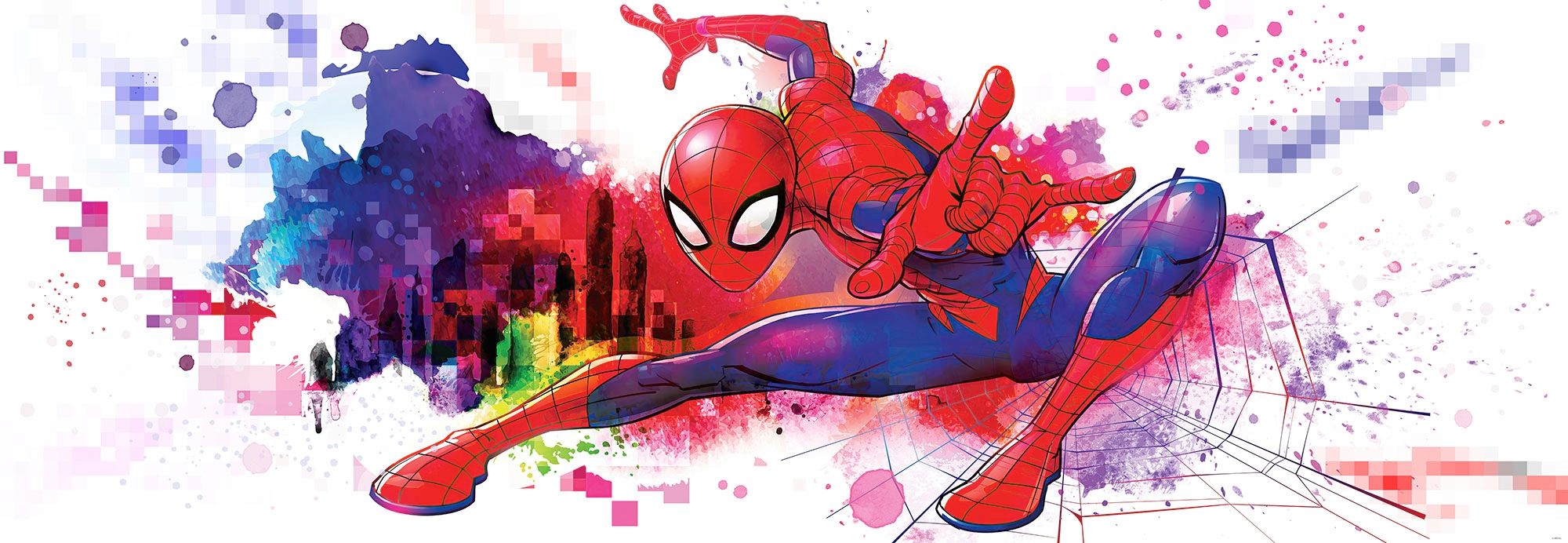 Image of Komar Fototapete "Spider-Man Graffiti Art - Grösse 368 x 127 cm" bedruckt glatt Kinderzimmer