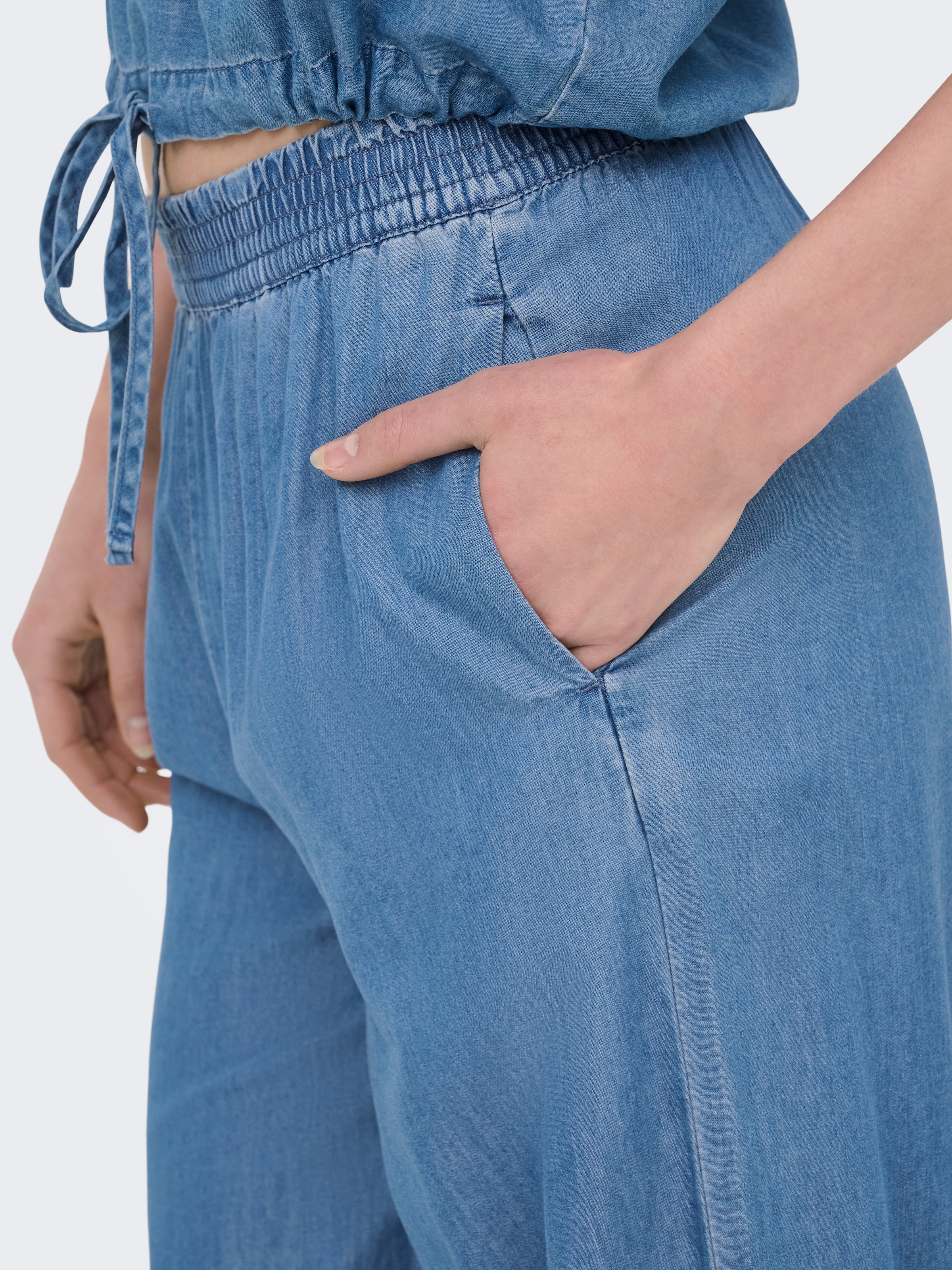 ONLY Jeans large »ONLETTY-BEA ELASTIC WIDE DNM QYT« Mélange de coton, taille régulière