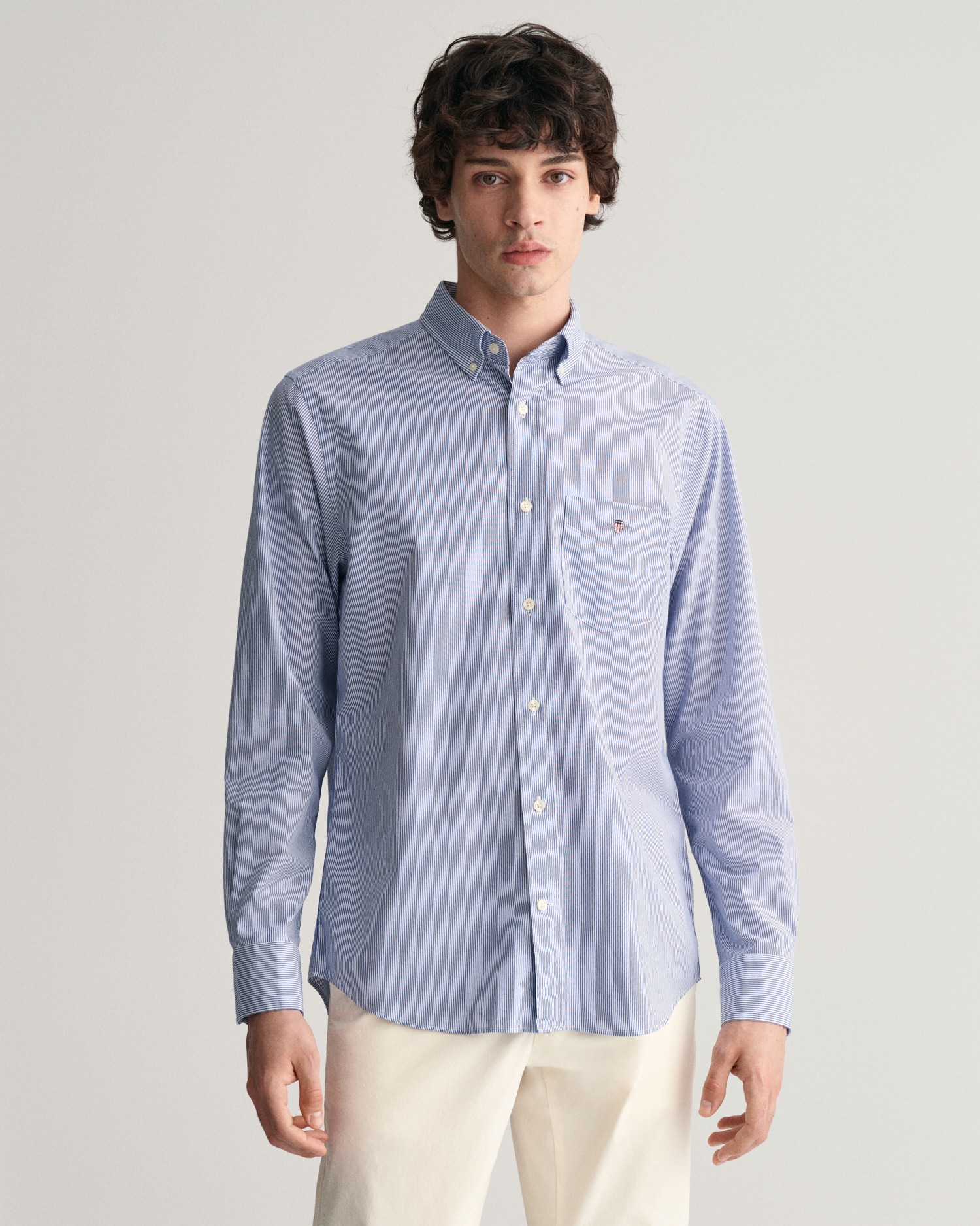 Gant Langarmhemd »REG POPLIN BANKER SHIRT«, Banker Stripe Popeline, leichte Baumwolle