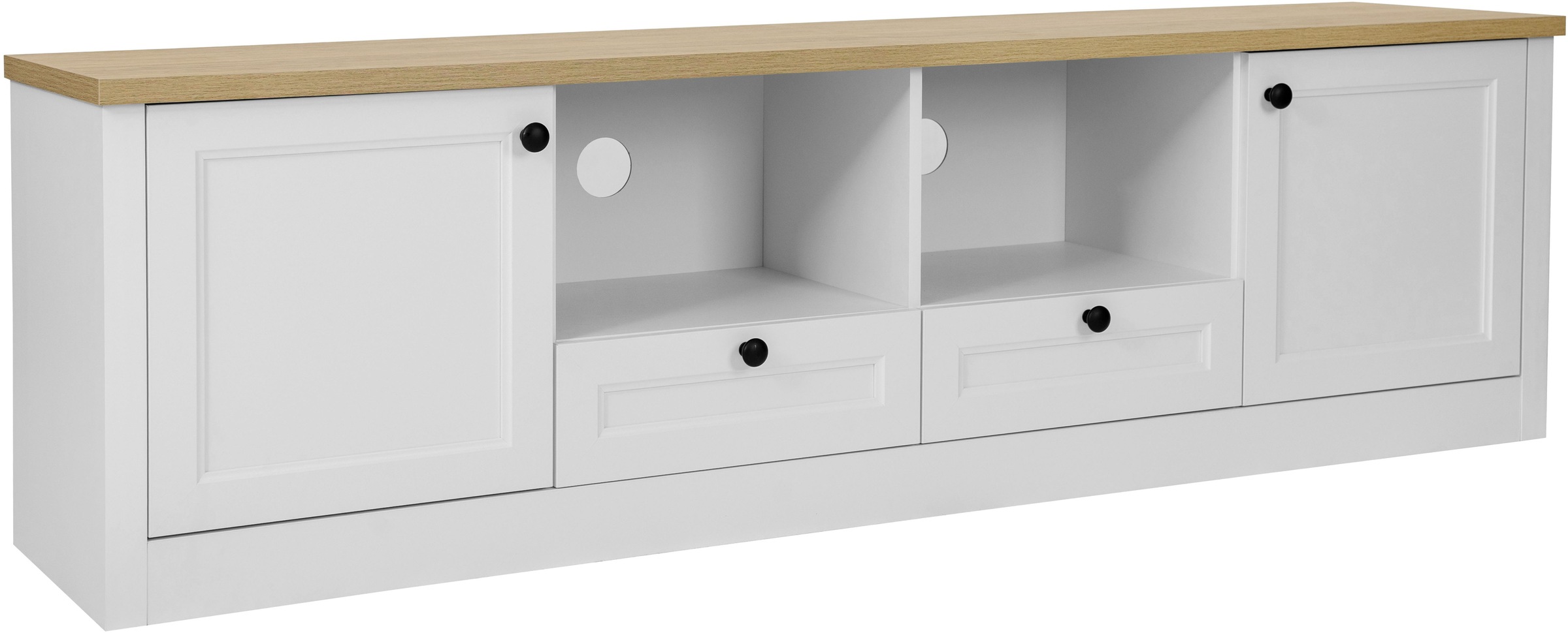 Image of GOODproduct TV-Board "Ismund" aus MDF, mit Holz-Zierleiste, schwarzem Metallgriff, Breite 180 cm