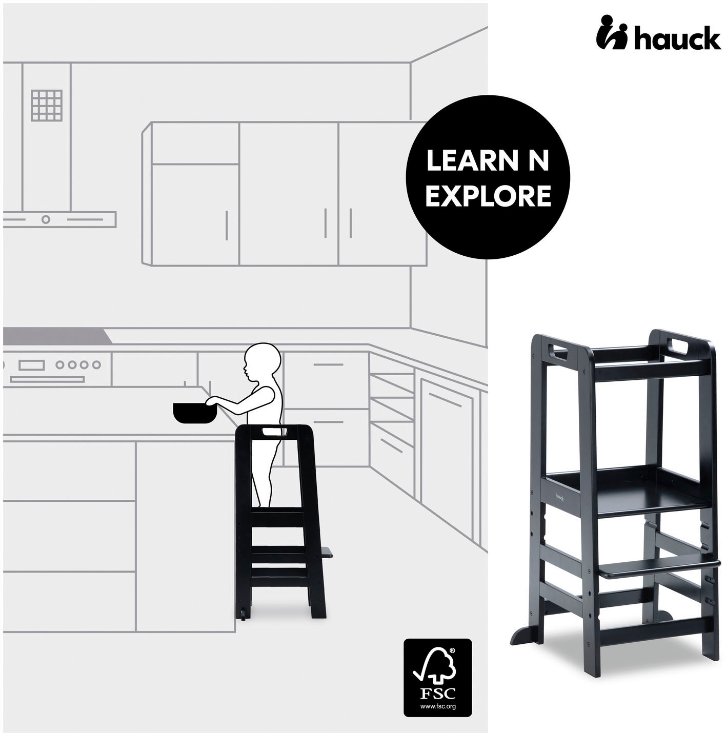 Hauck Assis-debout »Lernturm Learn N Explore, Black« () FSC® - schützt Wald