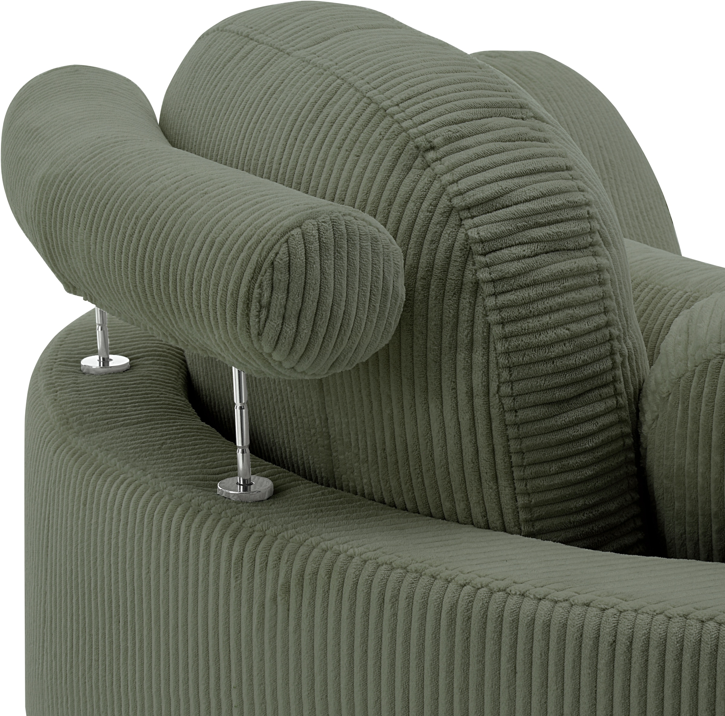 GOODproduct Canapé 2 places »Riko Sessel, B: 110 cm, Sitzhöhe: 44 cm« XXL- Sessel, mit Stauraumhocker, Rückenstütze & 4 Zierkissen