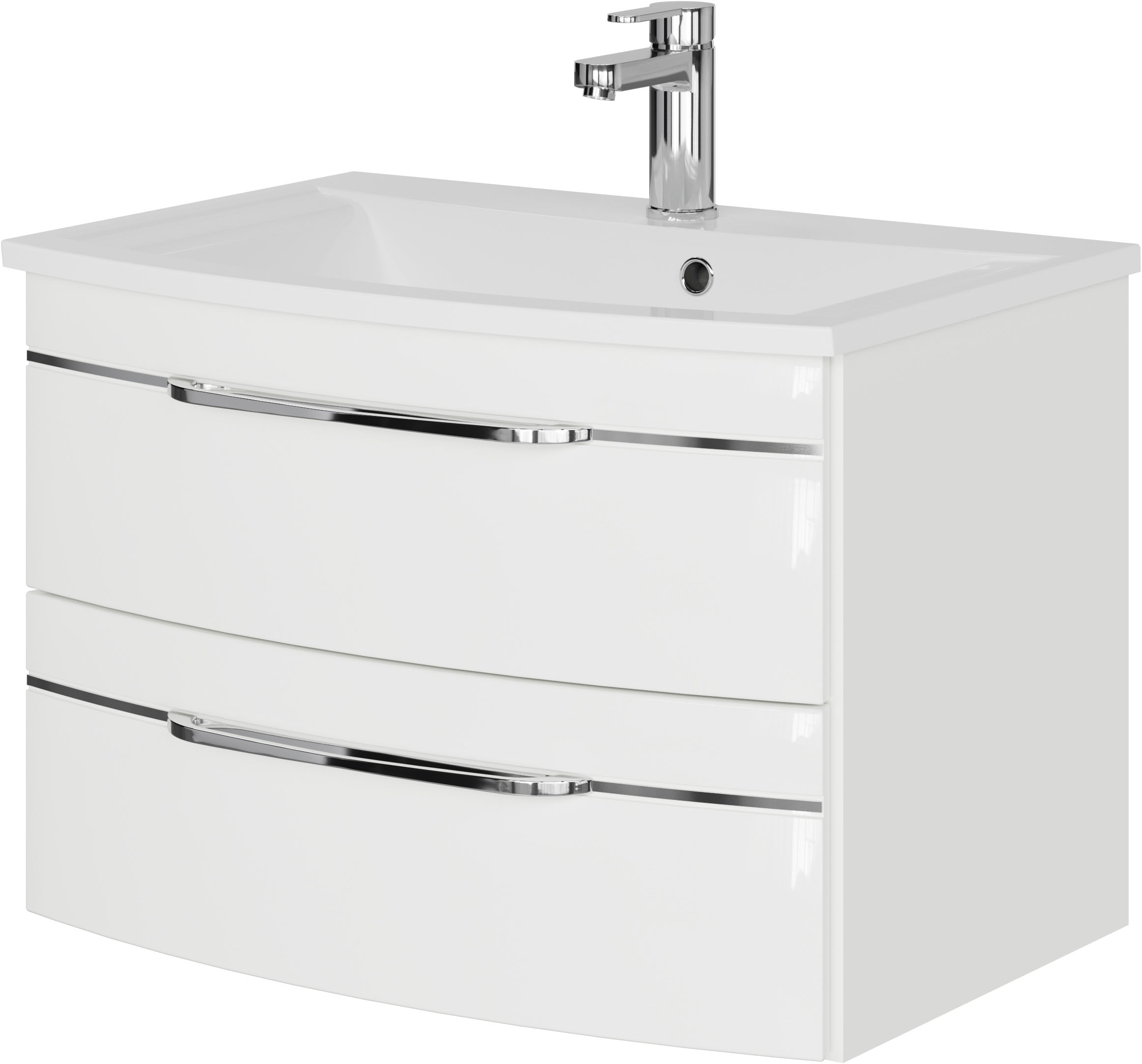 Image of Saphir Waschtisch "Serie 7045 Mineralmarmor-Waschtisch und Unterschrank, 71,5 cm breit" Waschplatz mit 2 Schubladen, Badmöbel Set mit Waschtisch
