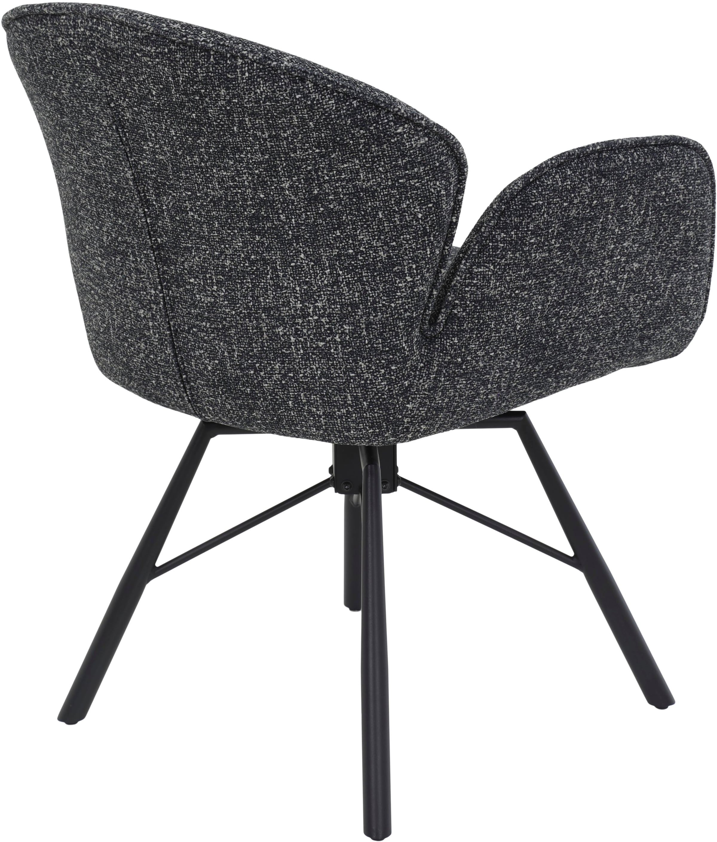 HELA 4-Fussstuhl »BRISTOL, Armlehnen Stuhl, Sessel, Esszimmerstuhl«, (Set), 1 St., Microfaser-Bouclé, 360° drehbar mit Auto-Return,gepolstert,Boucléoptik,Armlehnen