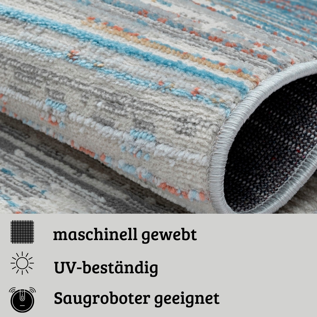 GOODproduct Tapis »Ziven« Rectangulaire 8 mm Höhe Kurzflor, modern bunt pflegeleicht, Hoch Tief, Wohnzimmer