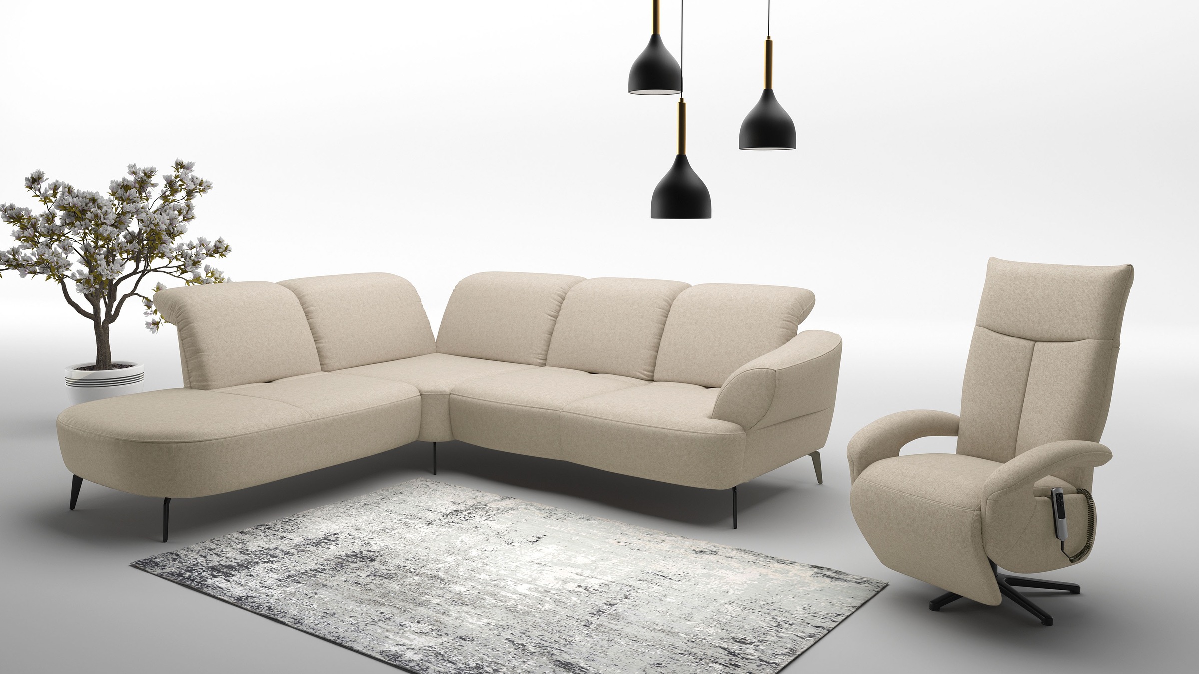 sit&more Ecksofa »Dance, L-Form, inkl. Sitztiefenverstellung«, inkl. Click&Seat, optional mit Kopfteilverstellung