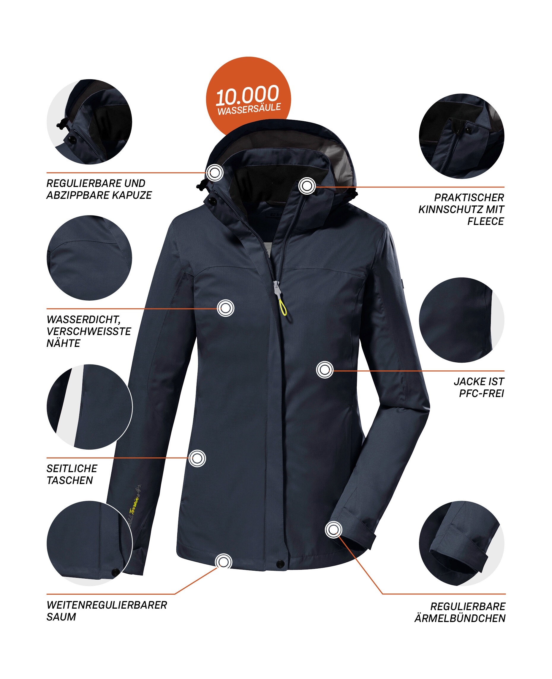 Killtec Outdoorjacke »KOS 133 KG WMN JCKT«, wasserdichte Funktionsjacke in Kurzgrösse: verkürzte Ärmel u Rumpf