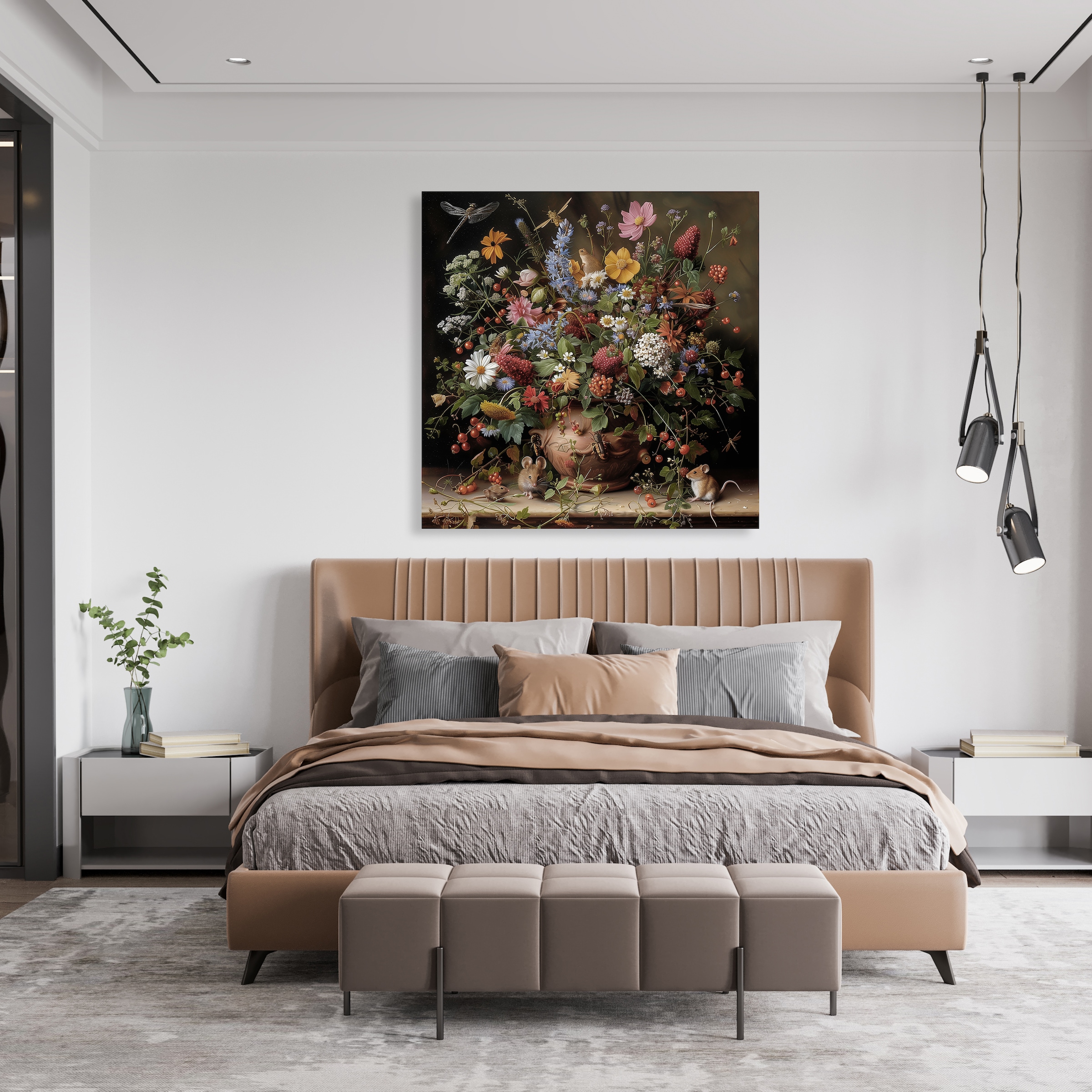 queence Leinwandbild »Frühlingsstrauss« Blumen | Blumenbilder | Gemälde | Kunst | Pflanzen | Pflanzenbilder | Romantisch | Stillleben | Vasen | Vasen & Töpfe 1 Stk. tlg. Premium-Leinwandstoff, Handarbeit aus Deutschland