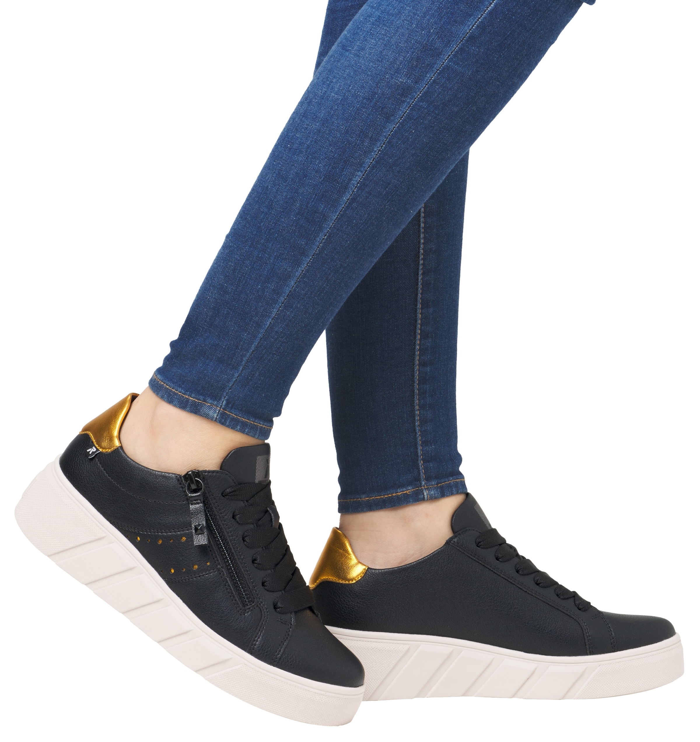 Rieker EVOLUTION Plateausneaker, Freizeitschuh, Halbschuh, Schnürschuh mit zusätzlichem Reissverschluss