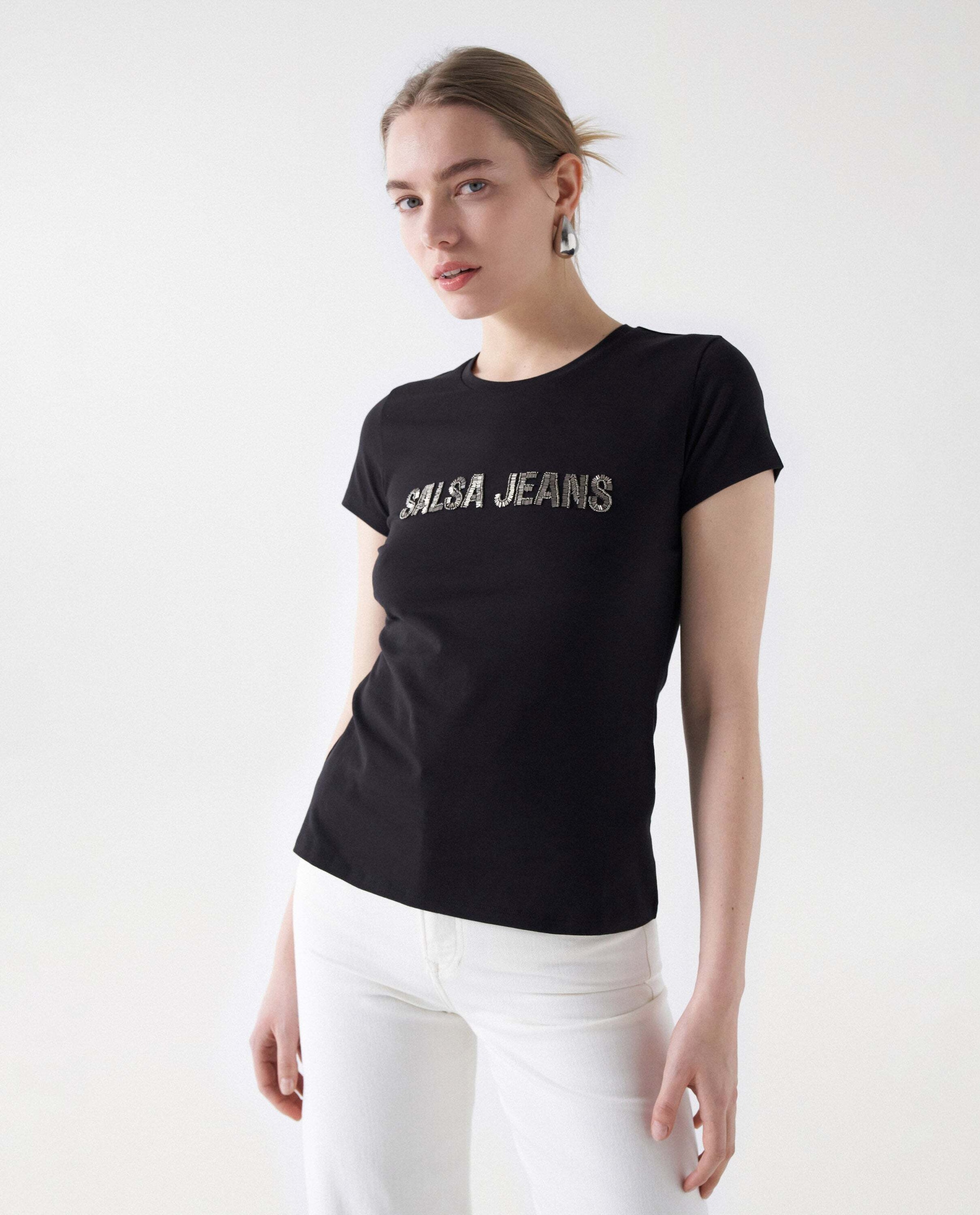 T-Shirt »Salsa Jeans T-Shirt Beads Detail Branding T-Shirt«