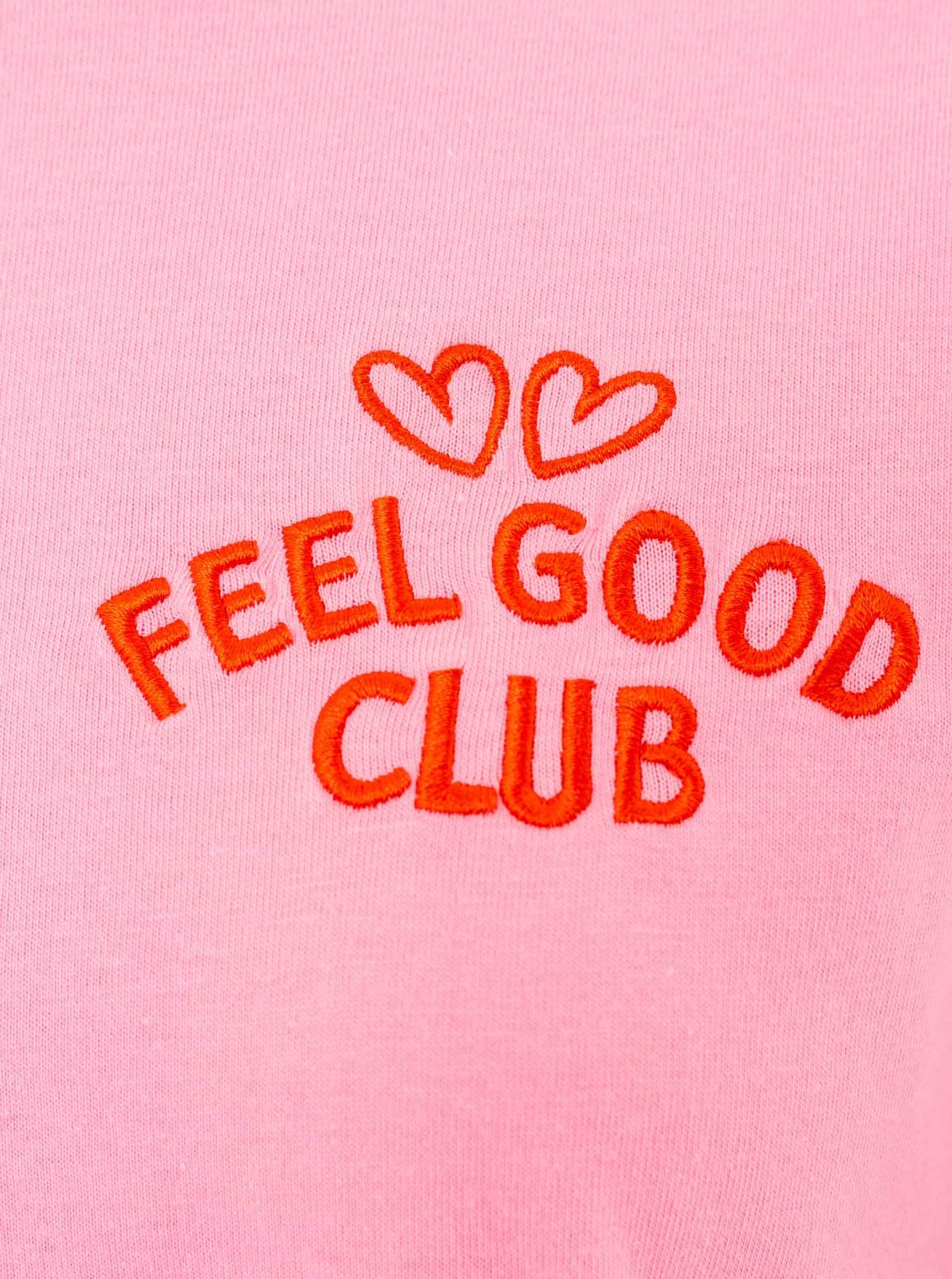 Zwillingsherz T-Shirt »"Feel Good Club"« Rundhals, einfarbig, kleine Stickerei vorne