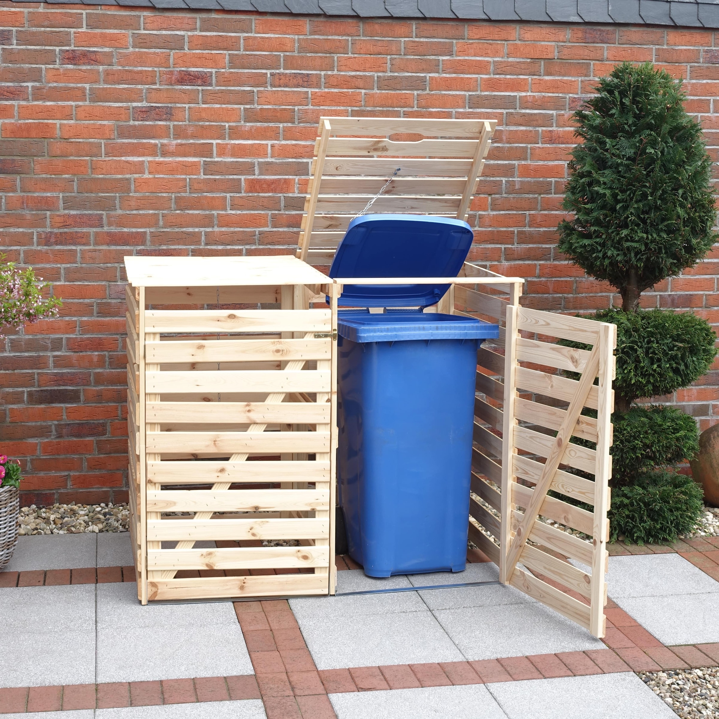 promadino Coffre à poubelles »Vario V« pour 2 x 240 l, couleur bois