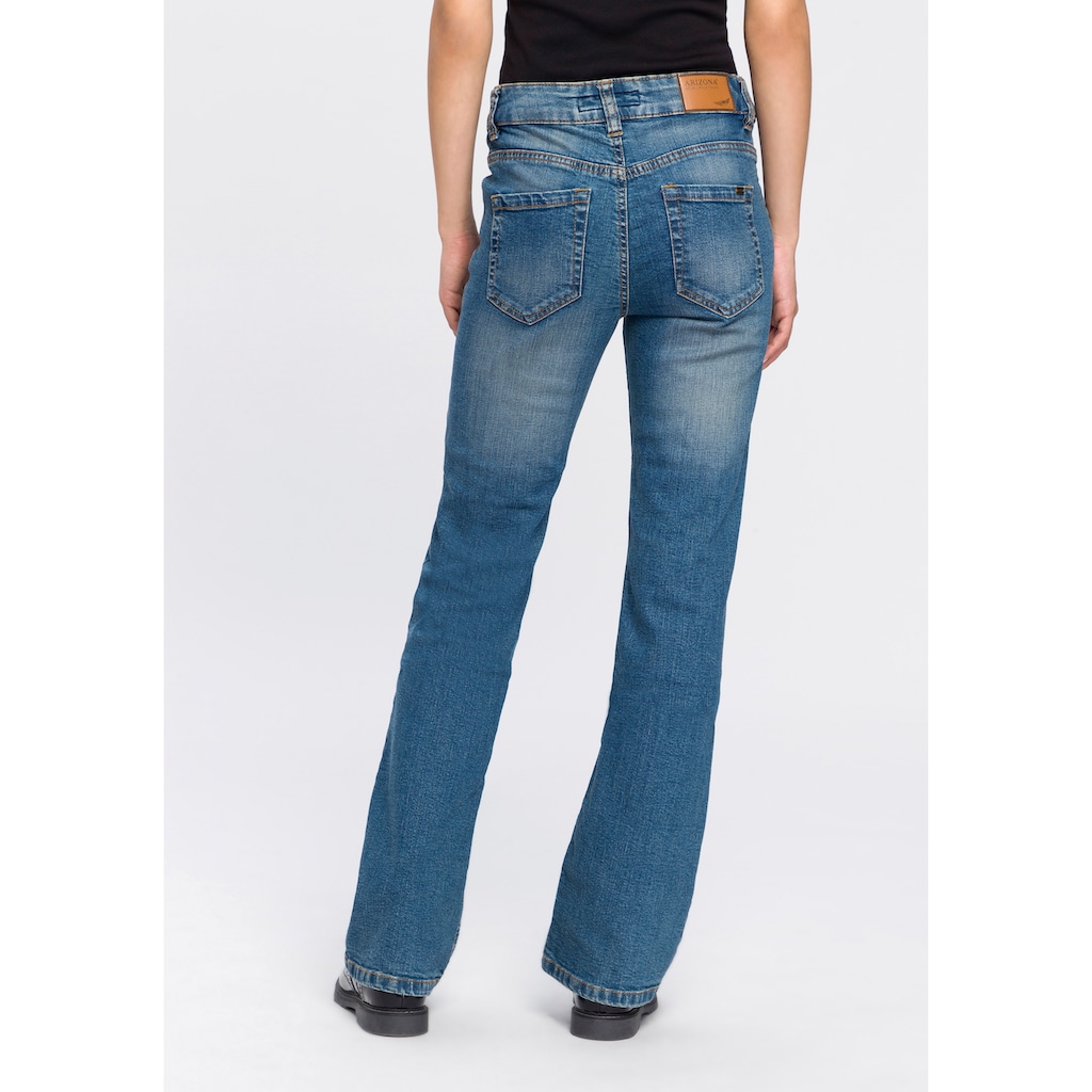Arizona Bootcut-Jeans »Bund mit seitlichem Gummizugeinsatz«, High Waist