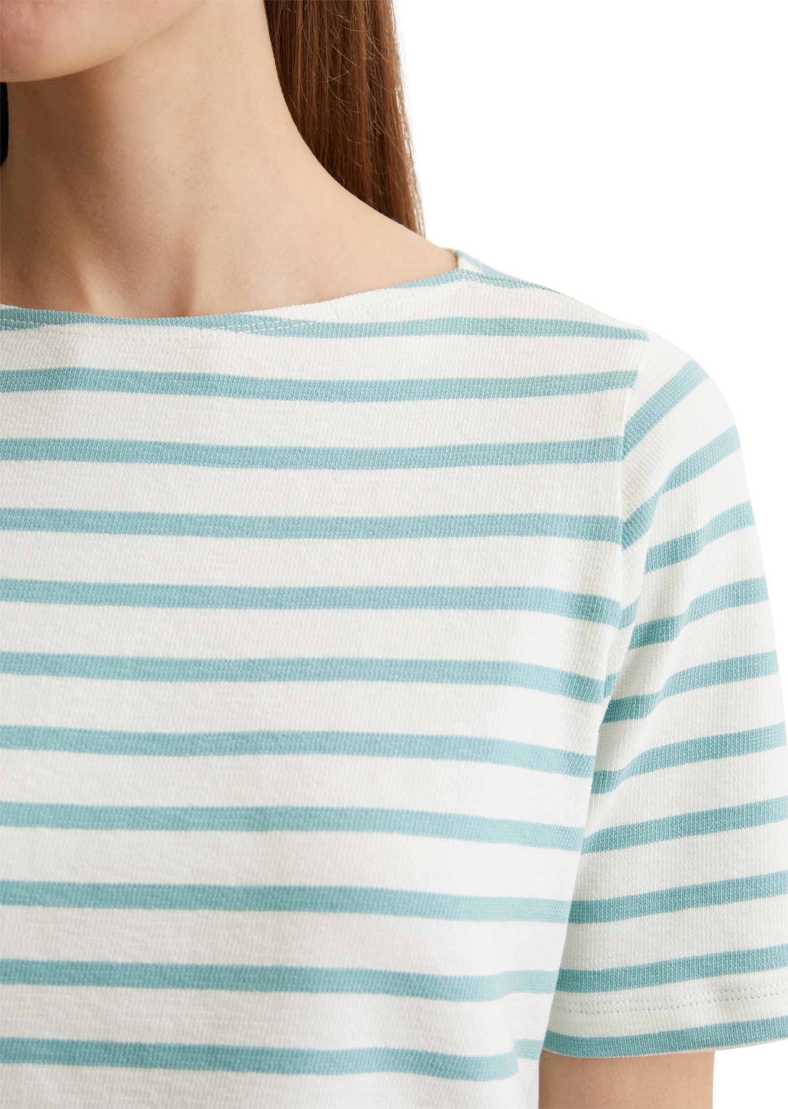 Marc O'Polo T-Shirt, geringelt, U-Boot-Ausschnitt, gerade schnitten