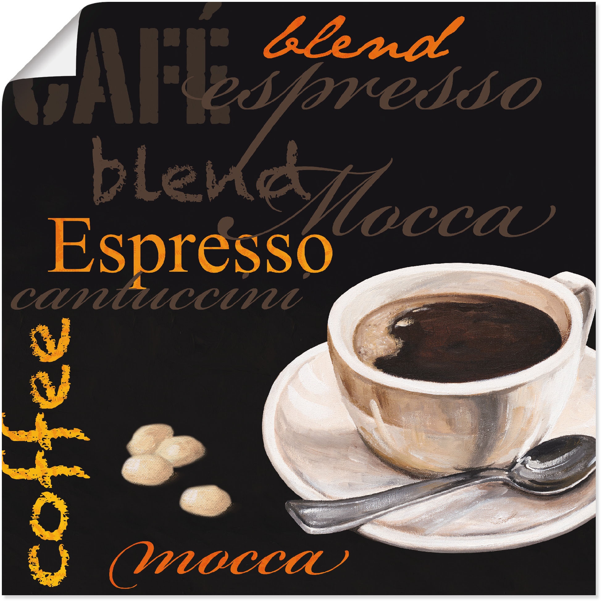 versch. kaufen Kaffee«, - St.), als günstig Kaffee (1 Wandaufkleber Grössen oder Poster »Espresso Bilder, Alubild, Artland in Wandbild Leinwandbild,