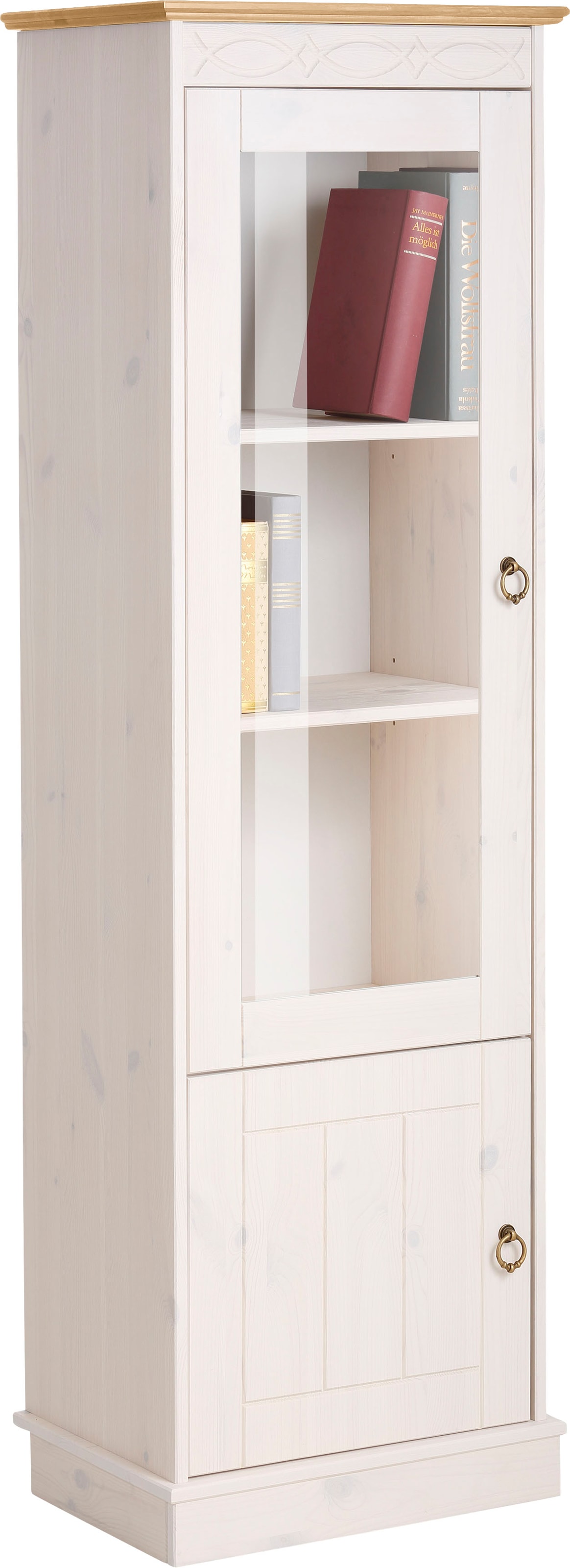 Home affaire Vitrine »Indra«, aus massiver Kiefer, FSC®, 2trg., Höhe 145 cm, dezentes Ornament