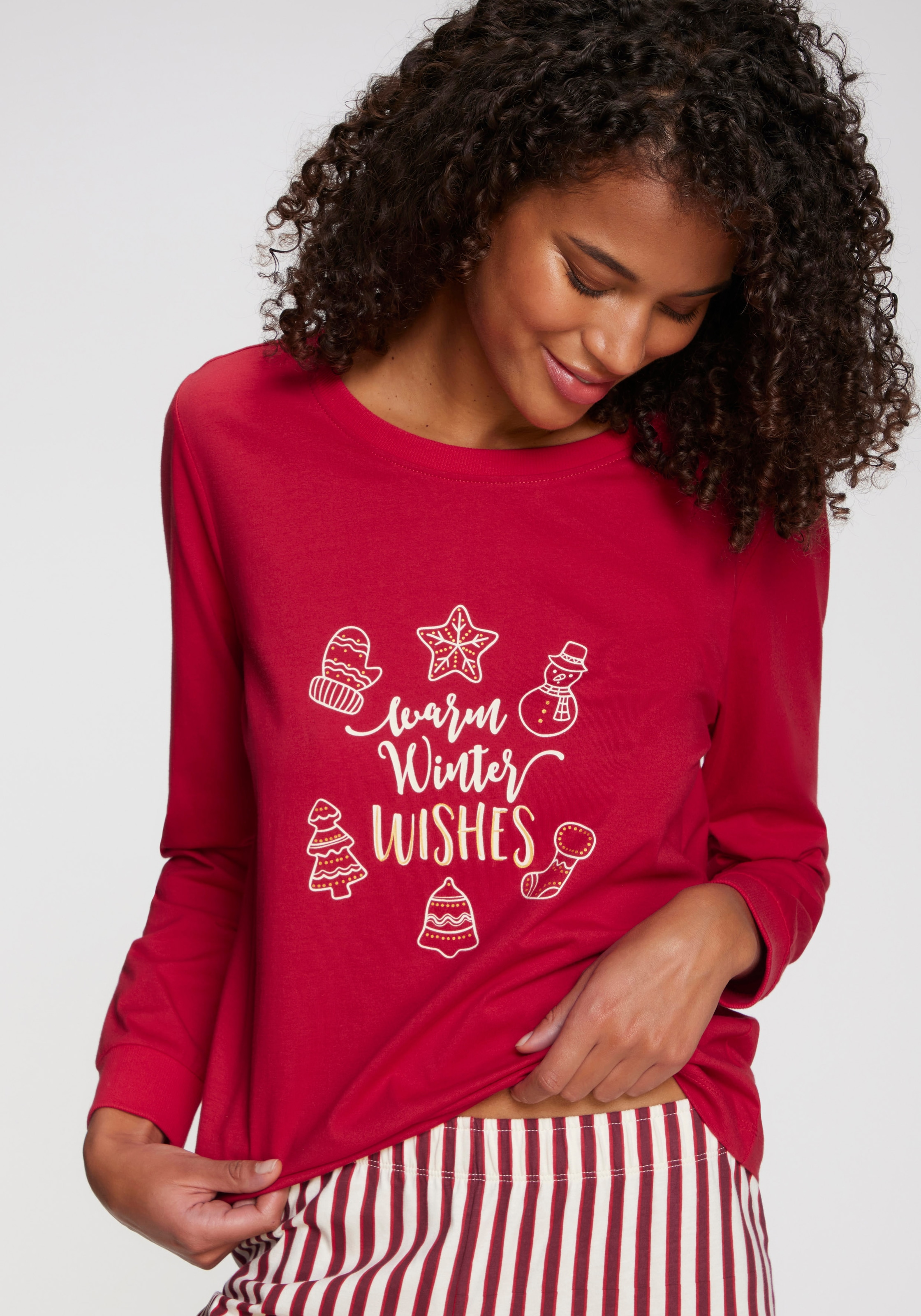 LASCANA Pyjama Set, 2 tlg. Mit Weihnachtlichem Muster