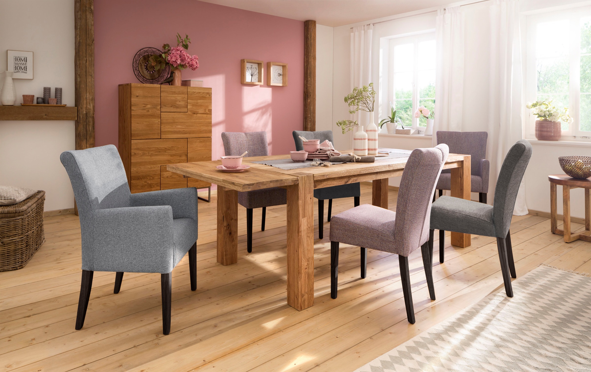 Home affaire Esszimmerstuhl »Queen« (Set) 2 Stk.Beine aus massiver Buche, wengefarben lackiert, Polsterstuhl