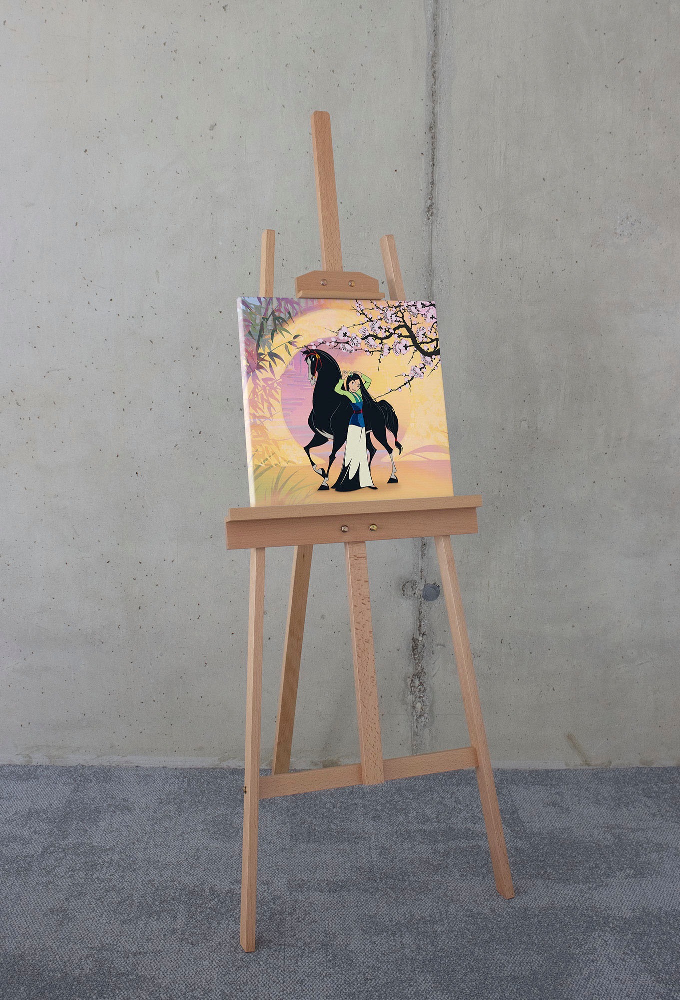 Image of Komar Leinwandbild "Mulan with Kahn - Grösse 40 x 40 cm" Disney 40 x 40 cm (Breite x Höhe), 1 Stk. tlg. Keilrahmenbild mit Echtholzrahmen, Kinderzimmer
