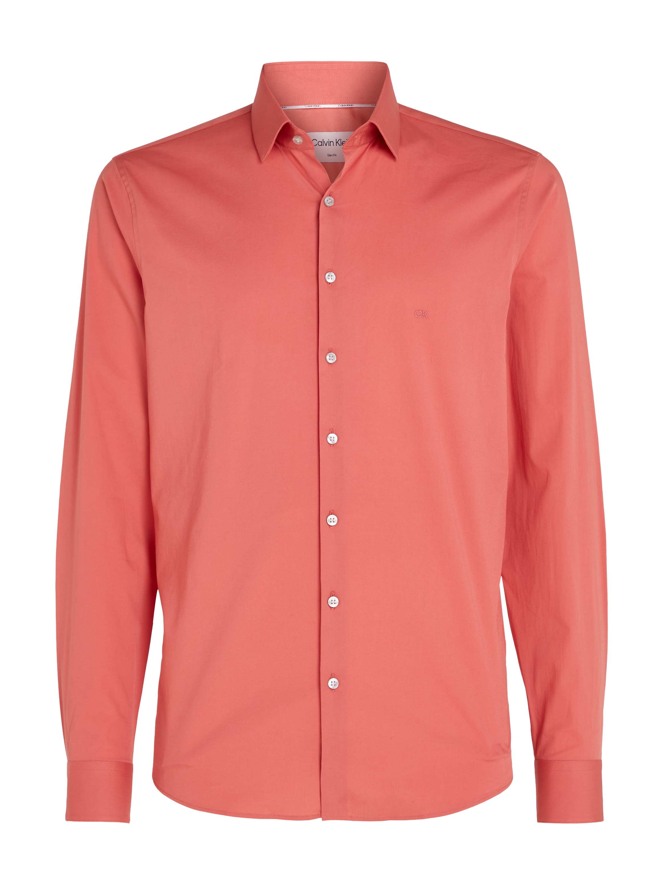 Calvin Klein Businesshemd »POPLIN STRETCH SLIM SHIRT«, mit Kentkragen, Logoprint auf Brusthöhe
