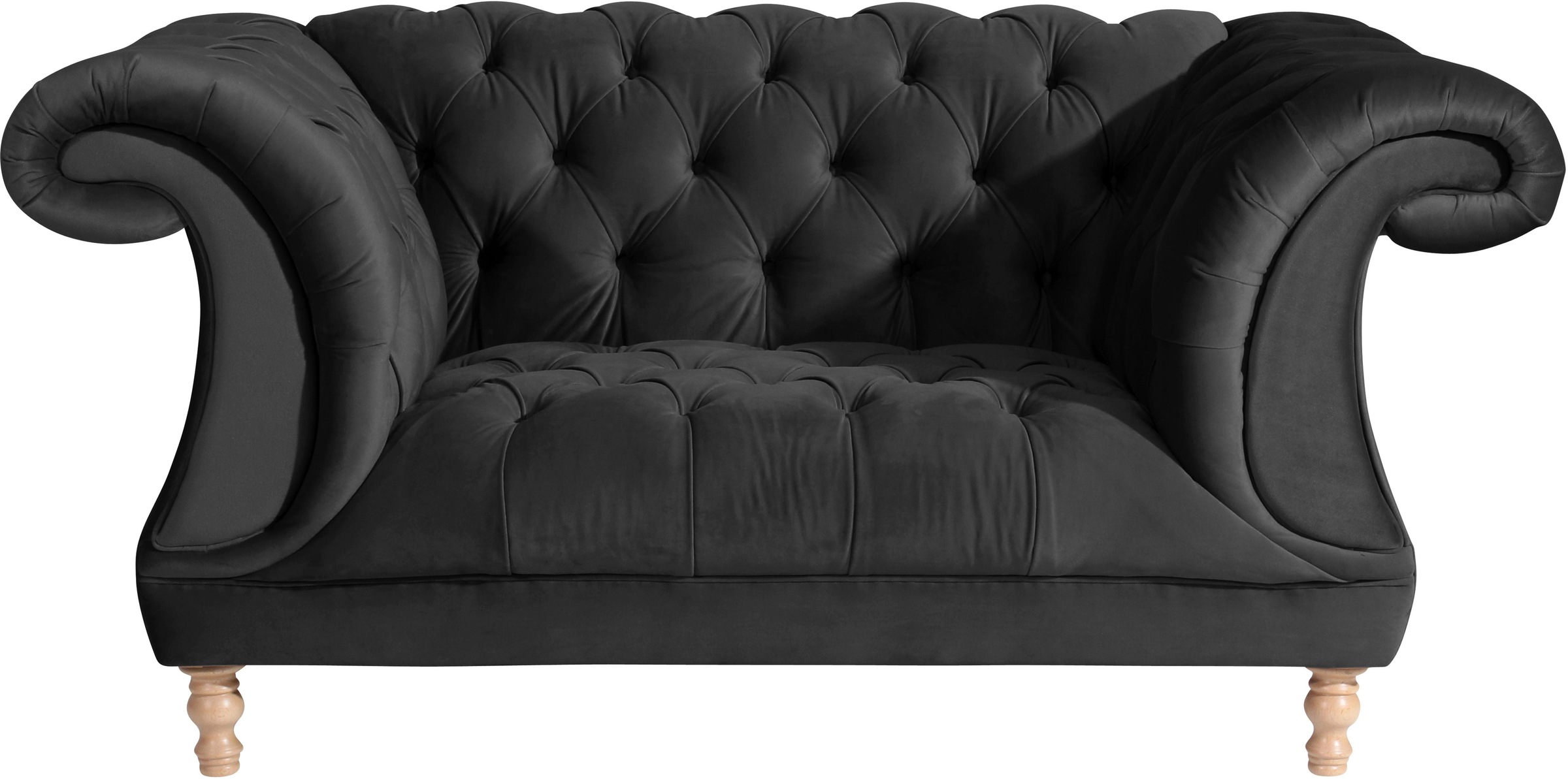 Max Winzer® Loveseat »Isabelle, Loungesessel«, mit Knopfheftung & gedrechselten Füssen in Buche natur, Breite 167 cm
