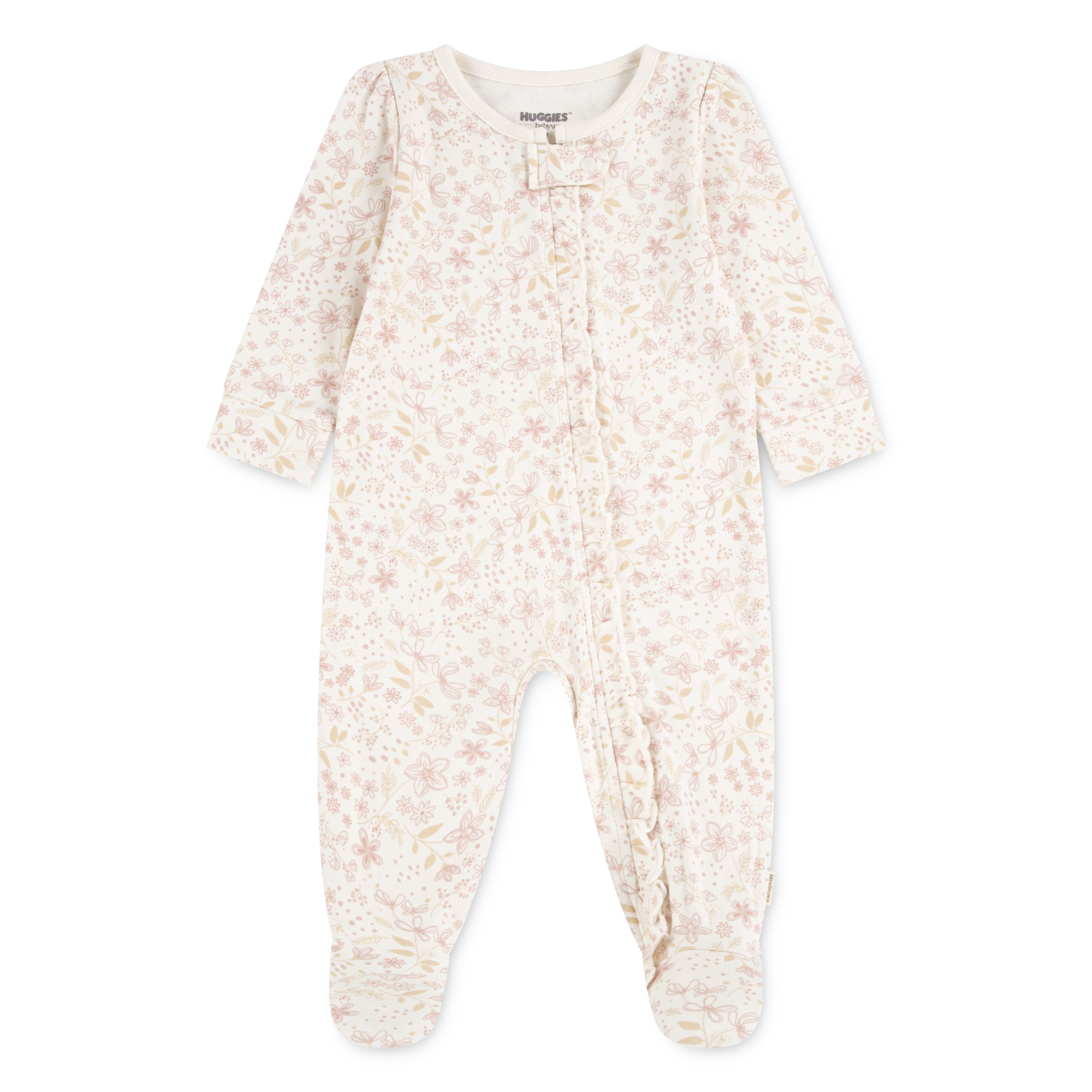 Image of HUGGIES babywear Strampler "HUGG FOOTED COVERALL" Verdeckter Reissverschluss mit Kinnschutz und floralem Muster