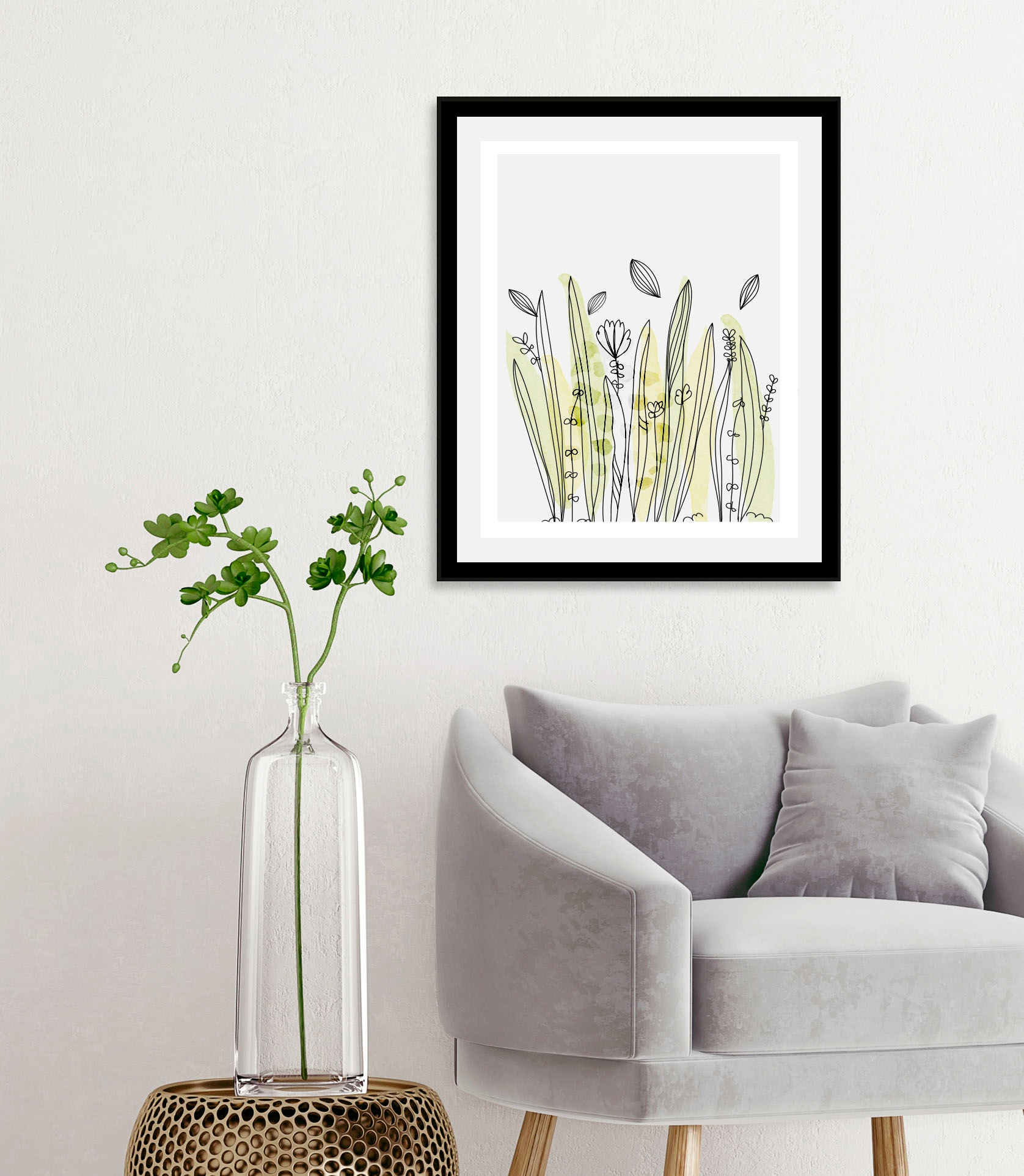 Image of queence Bild "Fila" Blumen Blumenbilder Gräser Pflanzen Pflanzenbilder 1 Stk. tlg. gerahmt