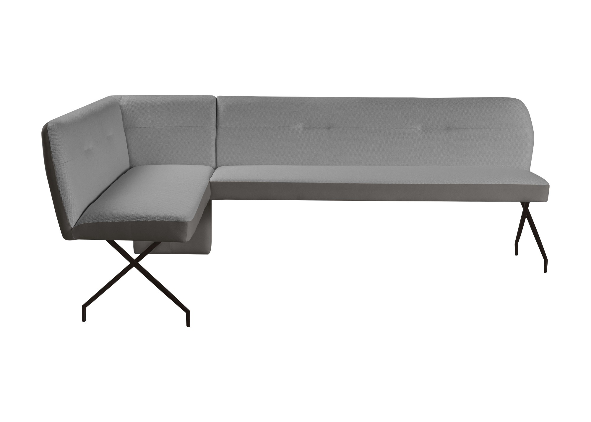 GOODproduct Eckbank »Bruna Esszimmerbank, Bank, Küchenbank, Polsterbank« Mattschwarzes Metallgestell, 2-Stoff-Design, Wellenfederung im Sitz