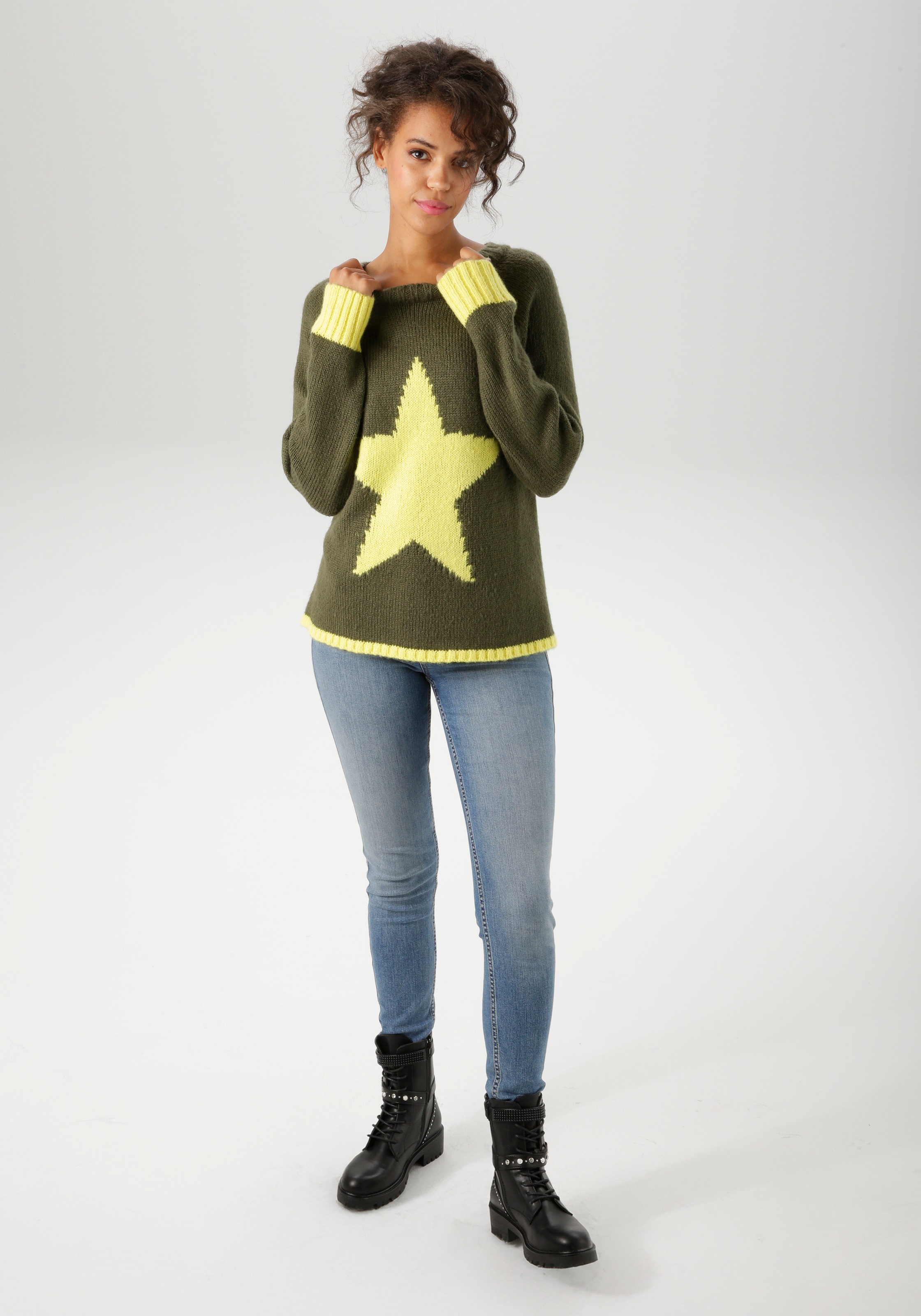 Aniston CASUAL Strickpullover, mit grossem Stern im Vorderteil - NEUE KOLLEKTION