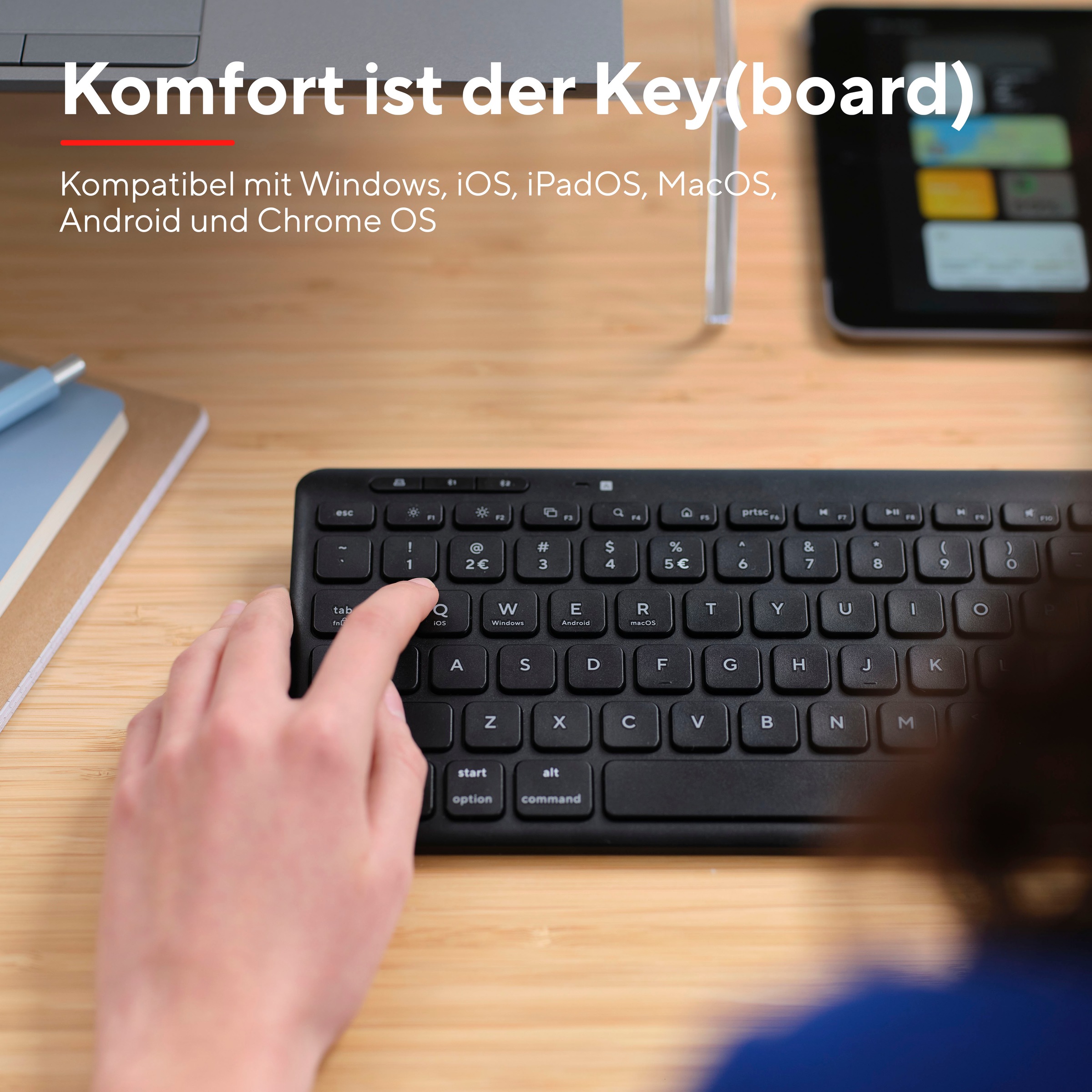 Trust Wireless-Tastatur »Lyra Kompakte Funktastatur«, (USB-Anschluss-Anpassbare Höhe-Multimedia-Tasten)