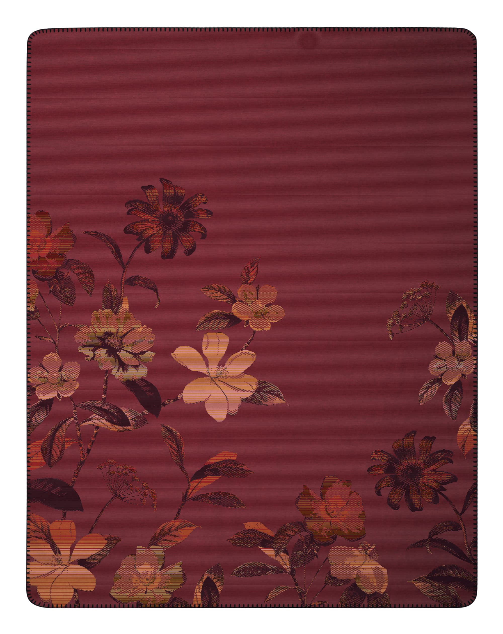 Image of Biederlack Wohndecke "Velvet Bloom mit geketteltem Zierstich" Made in Germany