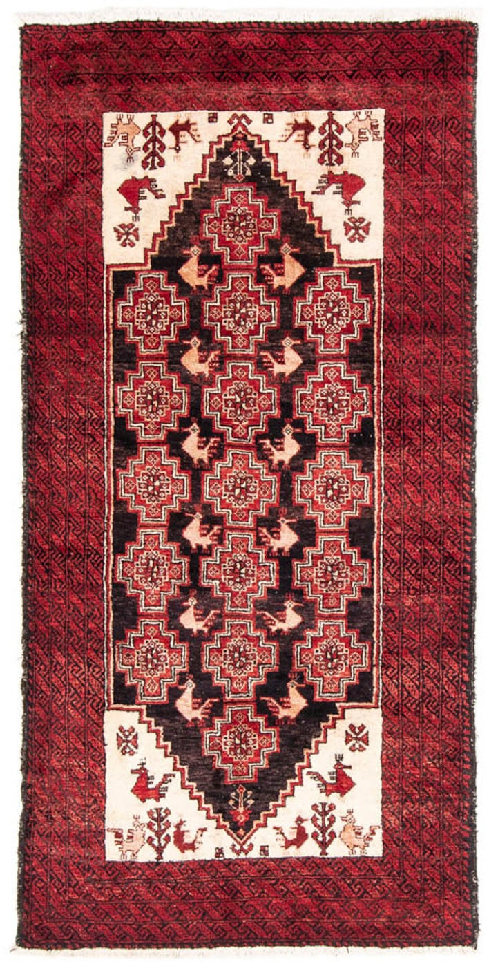 Image of morgenland Hochflor-Läufer »Belutsch Medaillon Rosso 202 x 100 cm«, rechteckig, 0,8 mm Höhe, Handgeknüpft bei Ackermann Versand Schweiz