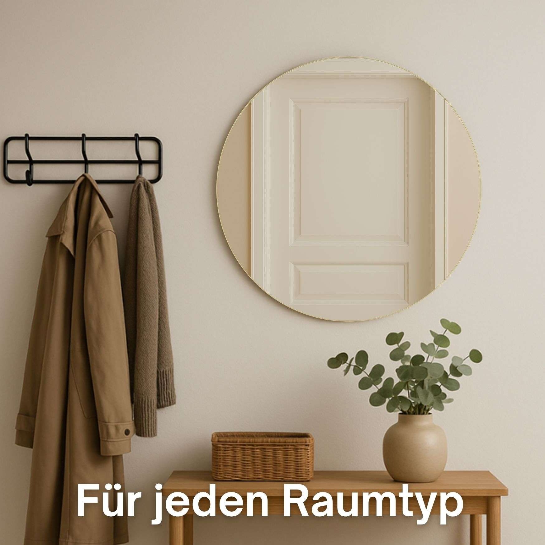 Loevschall Wandspiegel »Refine Wandspiegel rund – stilvoller Designspiegel mit edlem Rahmen,«, in mehreren Grössen & Farben für Bad, Schlafzimmer & Flur