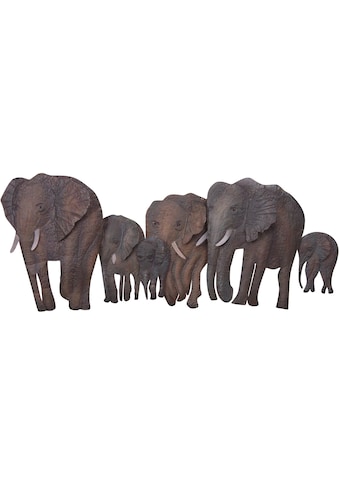 Wanddekoobjekt »Elefantenfamilie«, Wanddeko, aus Metall