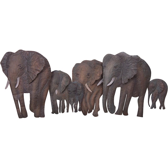 HOFMANN LIVING AND MORE Wanddekoobjekt »Elefantenfamilie«, Wanddeko, aus  Metall bequem kaufen