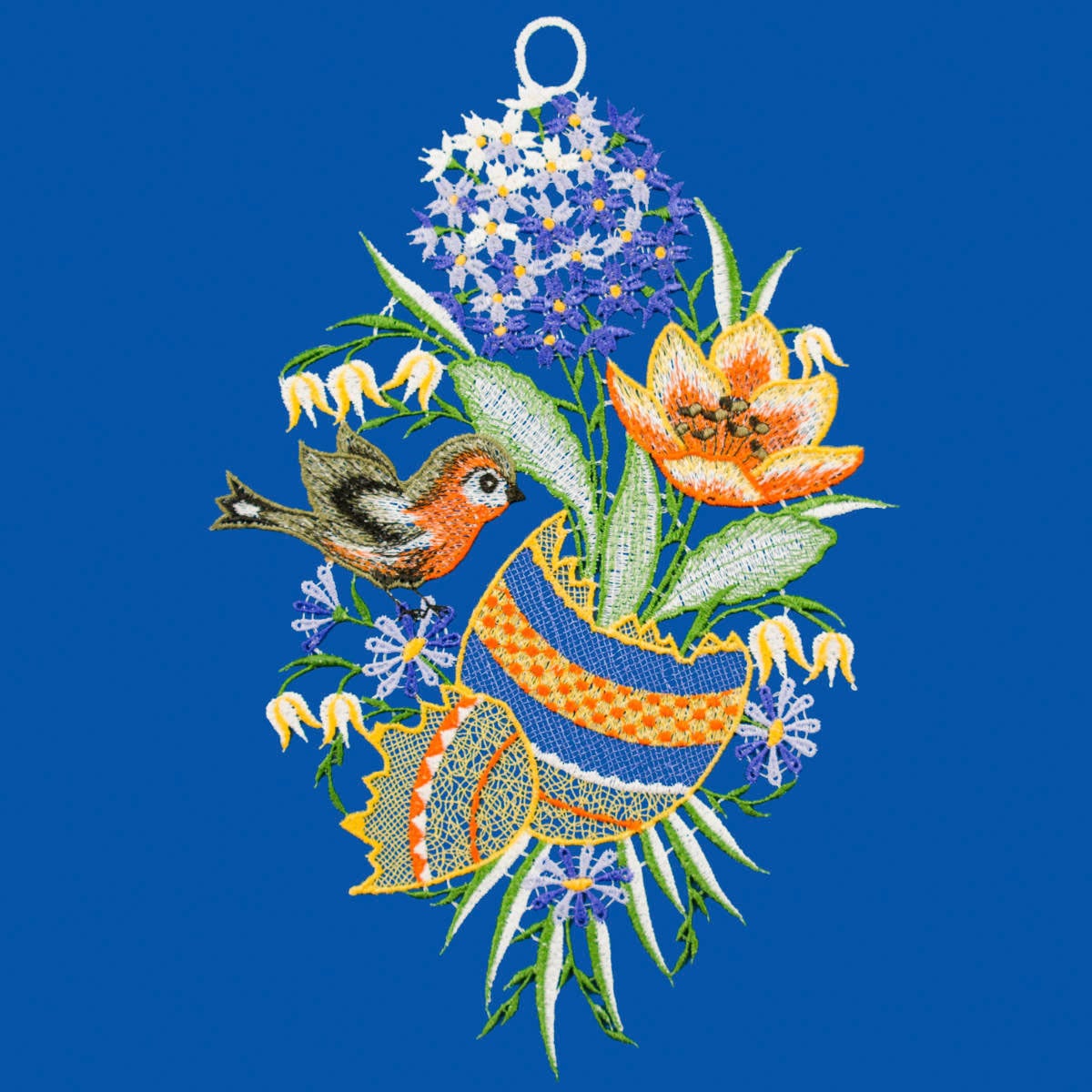 W. Reuter & Sohn - Plauener Spitze® Fensterbild »Osterei und Vogel«, Made in Germany