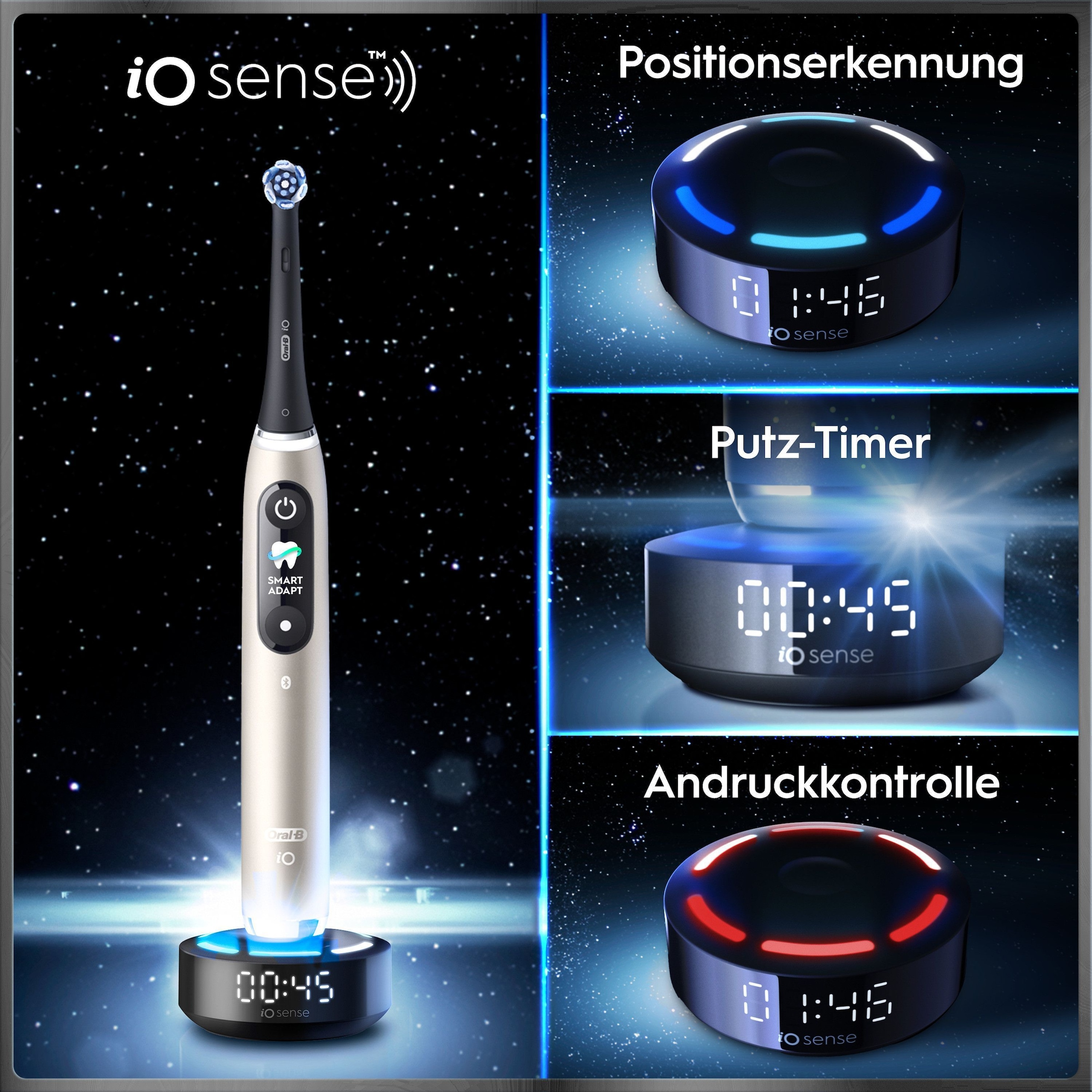 Oral-B Brosse à dents électrique »iO Series 10« 1 cuis Aufsteckbürsten incl. 1 brosse à fixer, station de charge rapide iO Sense, étui de voyage pour charge
