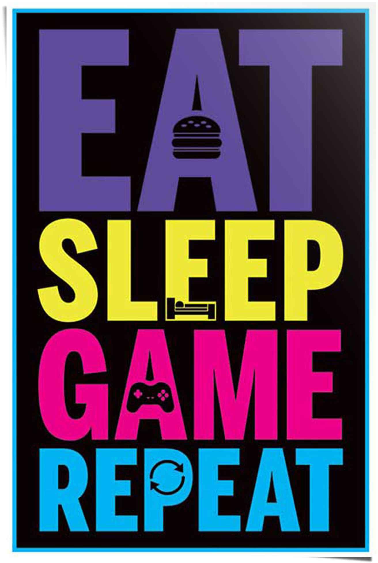 Image of Reinders! Poster »Eat sleep game repeat«, (1 St.) bei Ackermann Versand Schweiz
