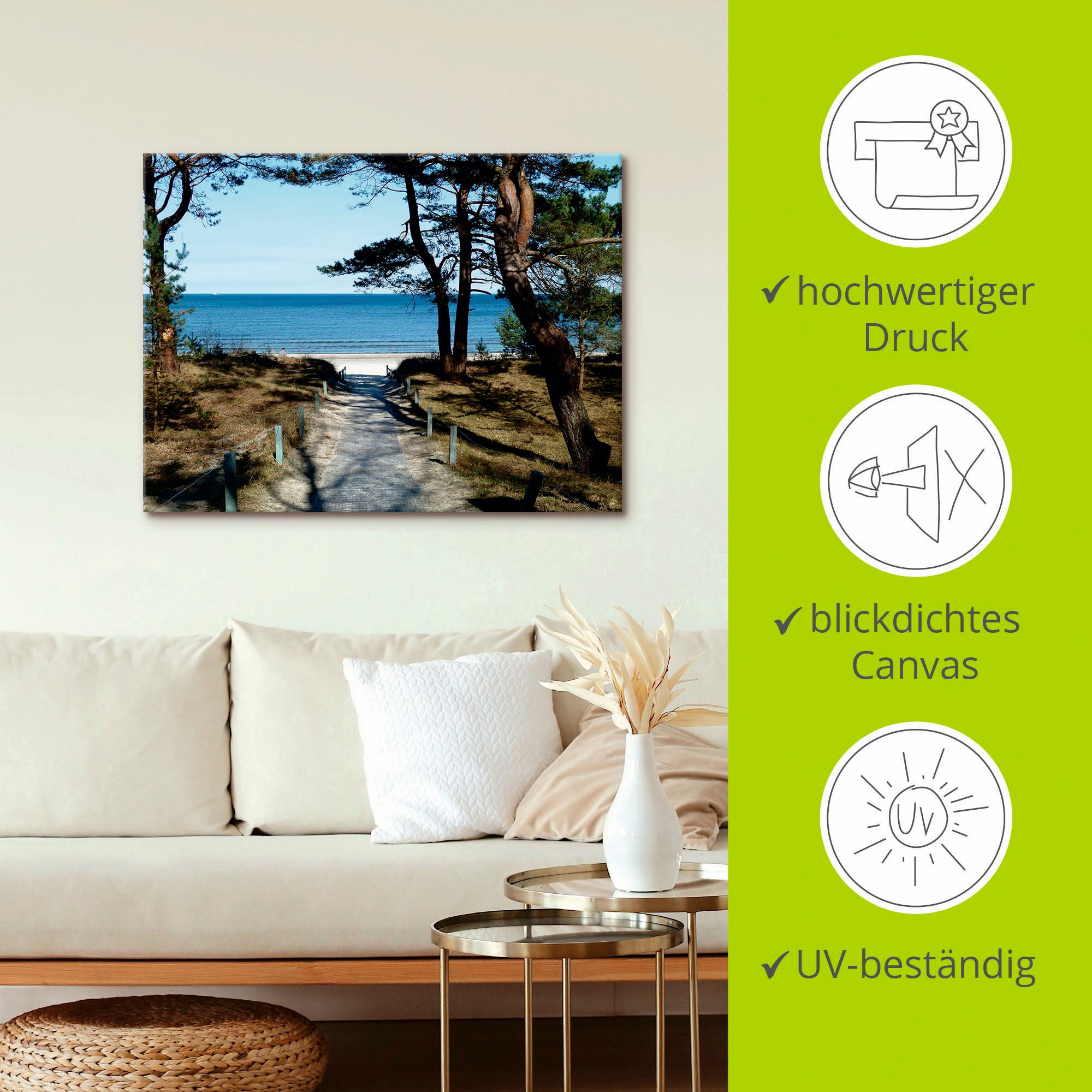 Artland Tableau sur toile »schöne Ostseeküste« 1 cuis tlg. auf Holzrahmen gespannt