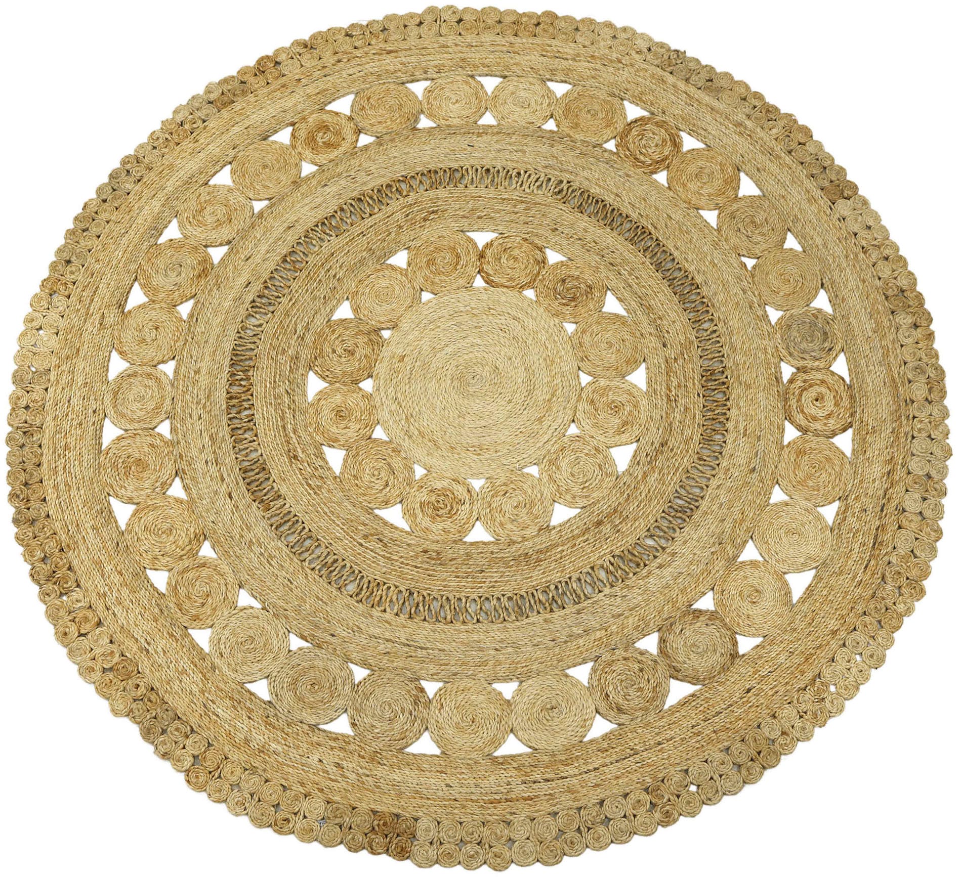 Image of carpetfine Sisalteppich "Juteteppich Finn" rund 13 mm Höhe natürliches Pflanzenmaterial von Hand gewebt, Boho Style