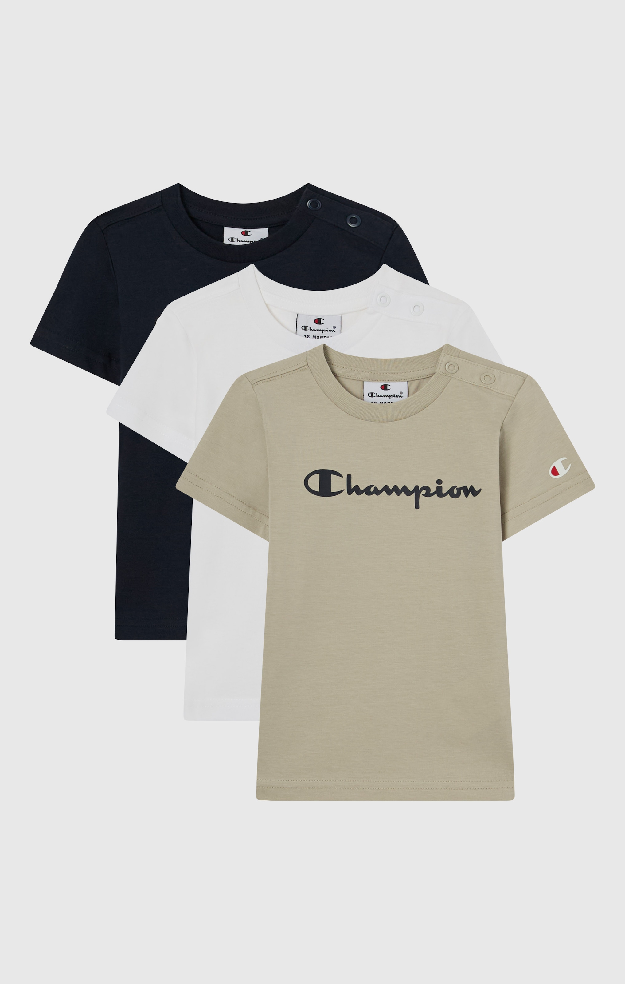 Image of Champion T-Shirt "ICONS CONTRAST 3 pack Crewneck T-Shirt" Packung, 3, 3 Stk. für Kinder, sportlicher Stil, Kurzarm, Rundhalsausschnitt