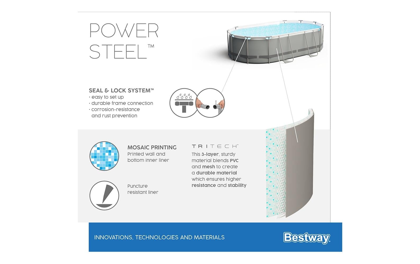 Bestway Pool »Power Steel Frame Komplett-Set 488 x 305 347 x107cm«