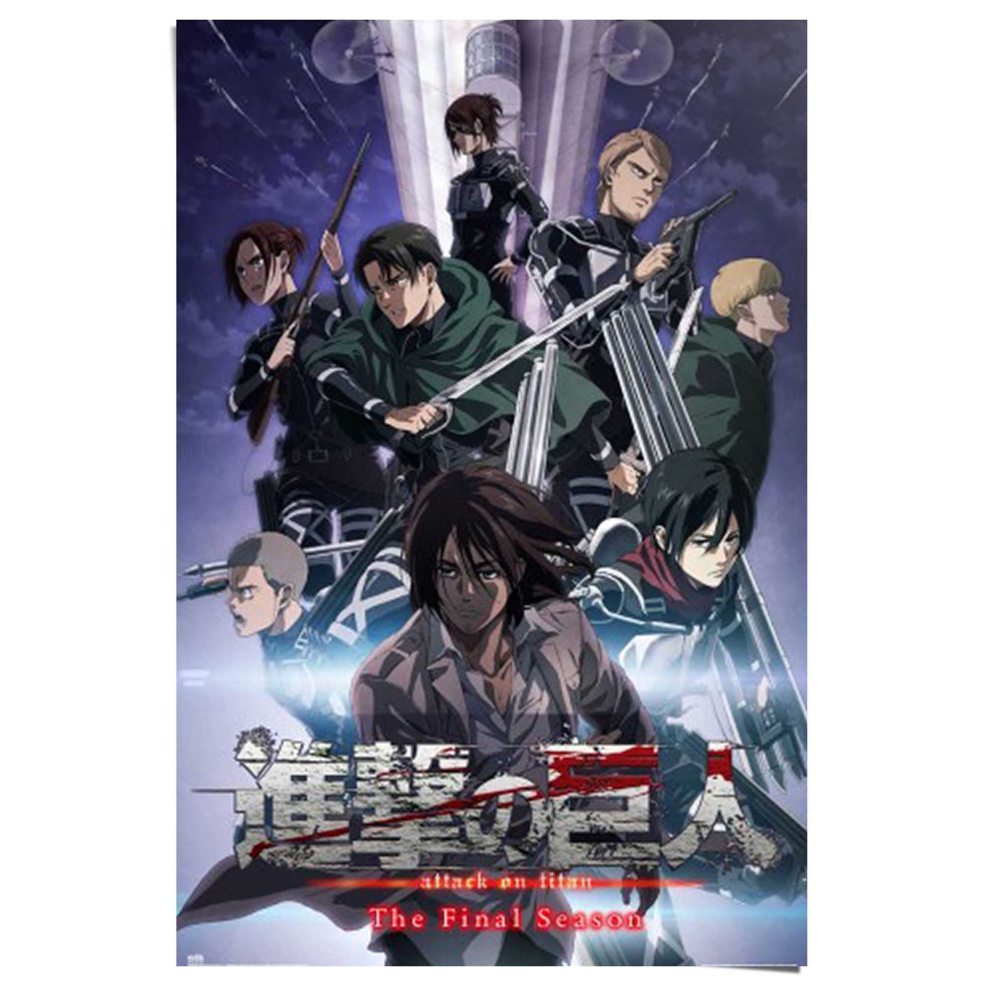 Image of Reinders Poster "Attack on Titan - the final season" Teenager Zimmer - Blau - 150 gr. Papier - Cartoons und Charaktere