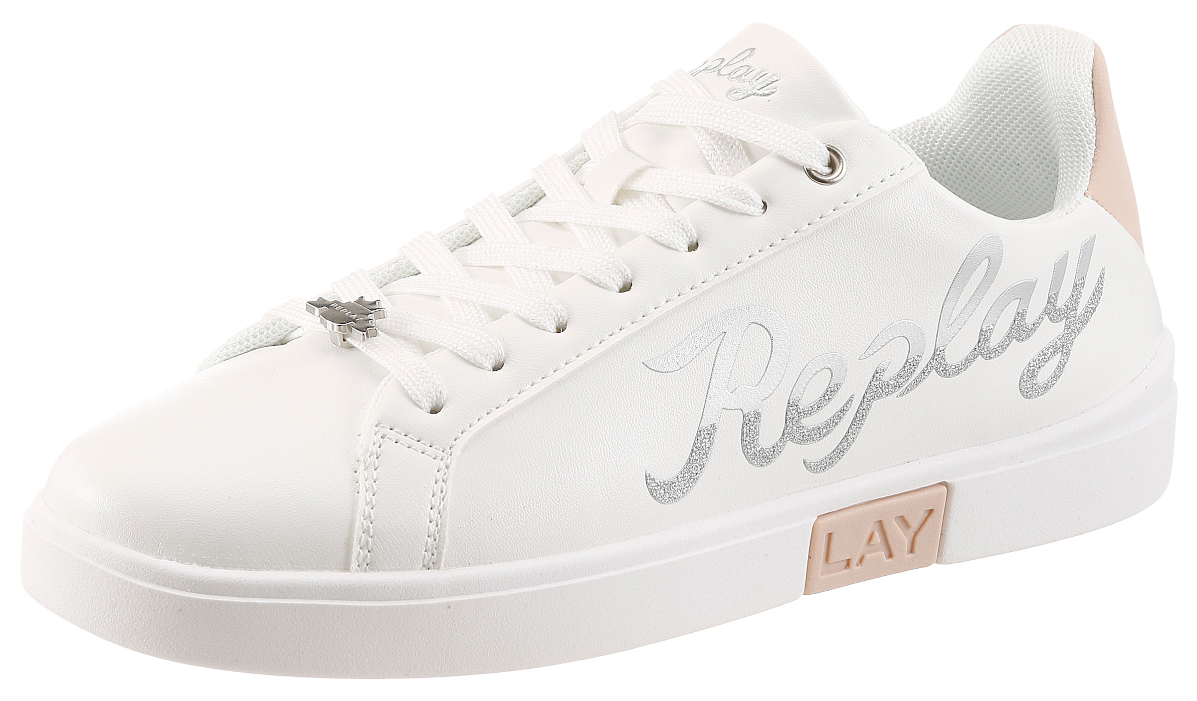 Image of Replay Sneaker Schnürschuh, Halbschuh, Freizeitsneaker mit glitzerndem Logoschriftzug
