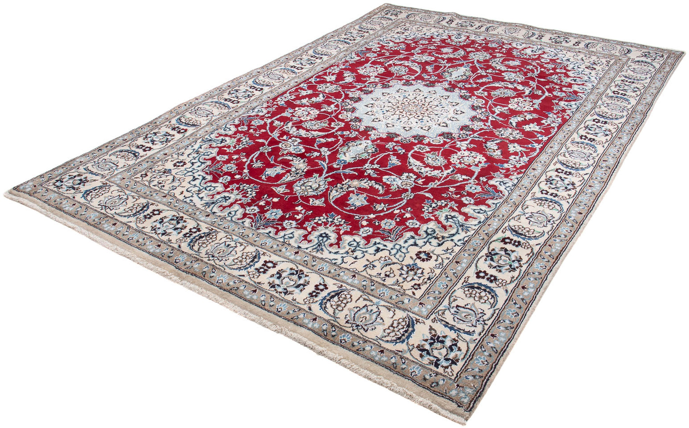 Image of morgenland Orientteppich »Perser - Nain - 294 x 197 cm - dunkelrot«, rechteckig, 10 mm Höhe, Wohnzimmer, Handgeknüpft, Einzelstück mit Zertifikat bei Ackermann Versand Schweiz