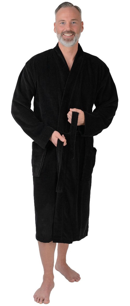 Image of Wewo fashion Herrenbademantel "2410 black" 1 Stk. Leicht-Velour