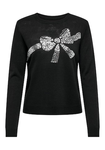 Weihnachtspullover »ONLXMAS SEQUINS BOW LS O-NECK EX KNT«